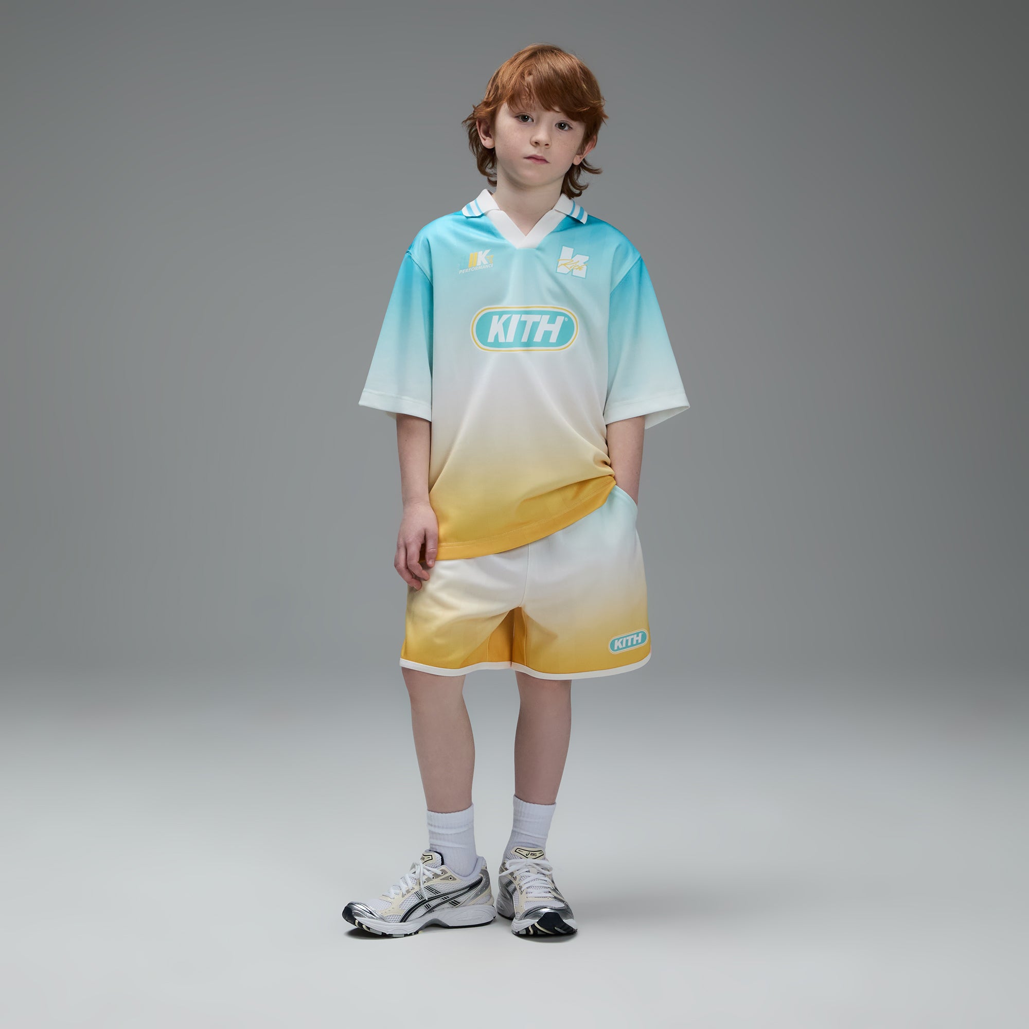 Kith Kids Gradient Soccer Jordan Short - Dusty Aqua Kith Kids Gradient Soccer Jordan Short - Dusty Aqua
