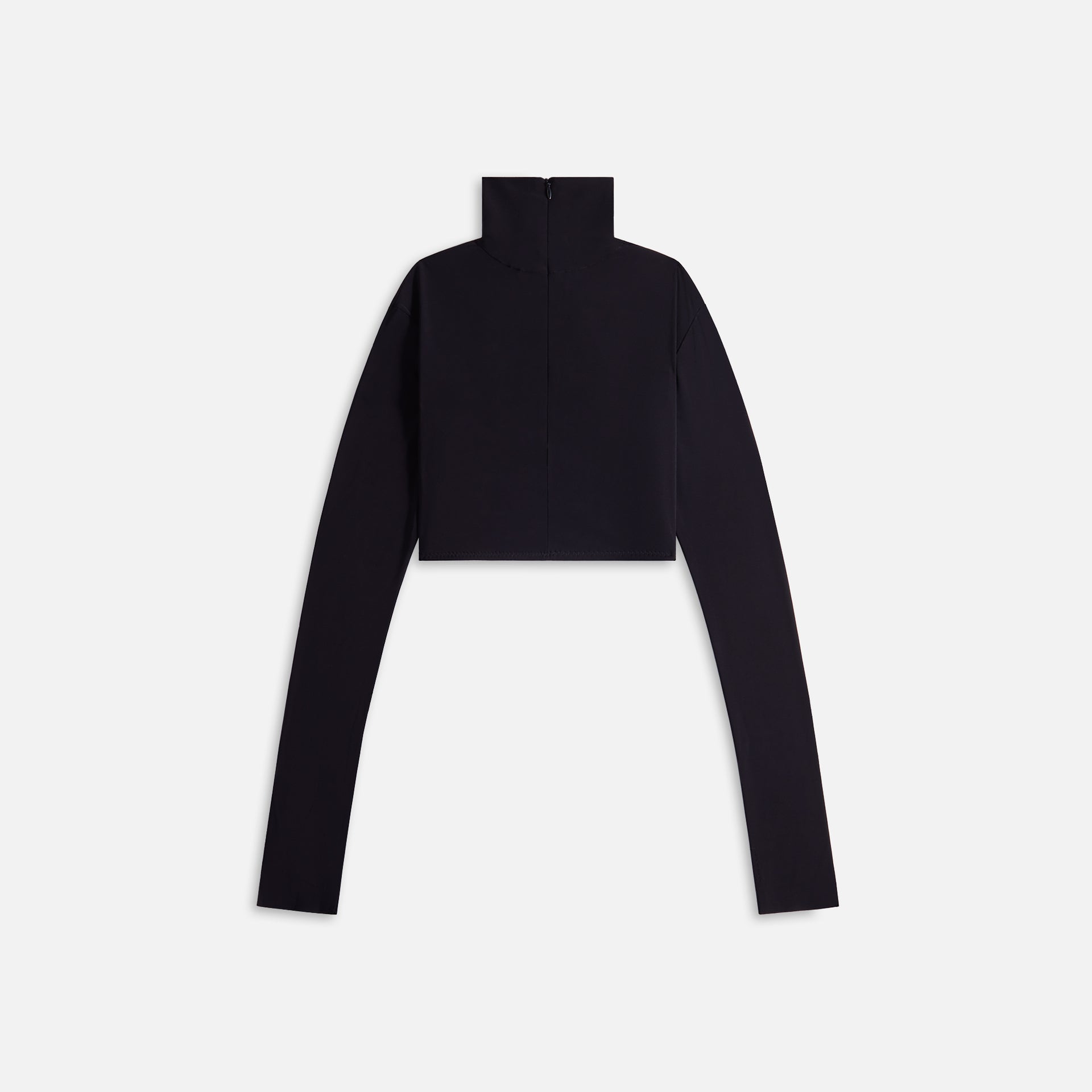 Norma Kamali Cropped Slim Fit Long Sleeve Turtleneck Top - Black