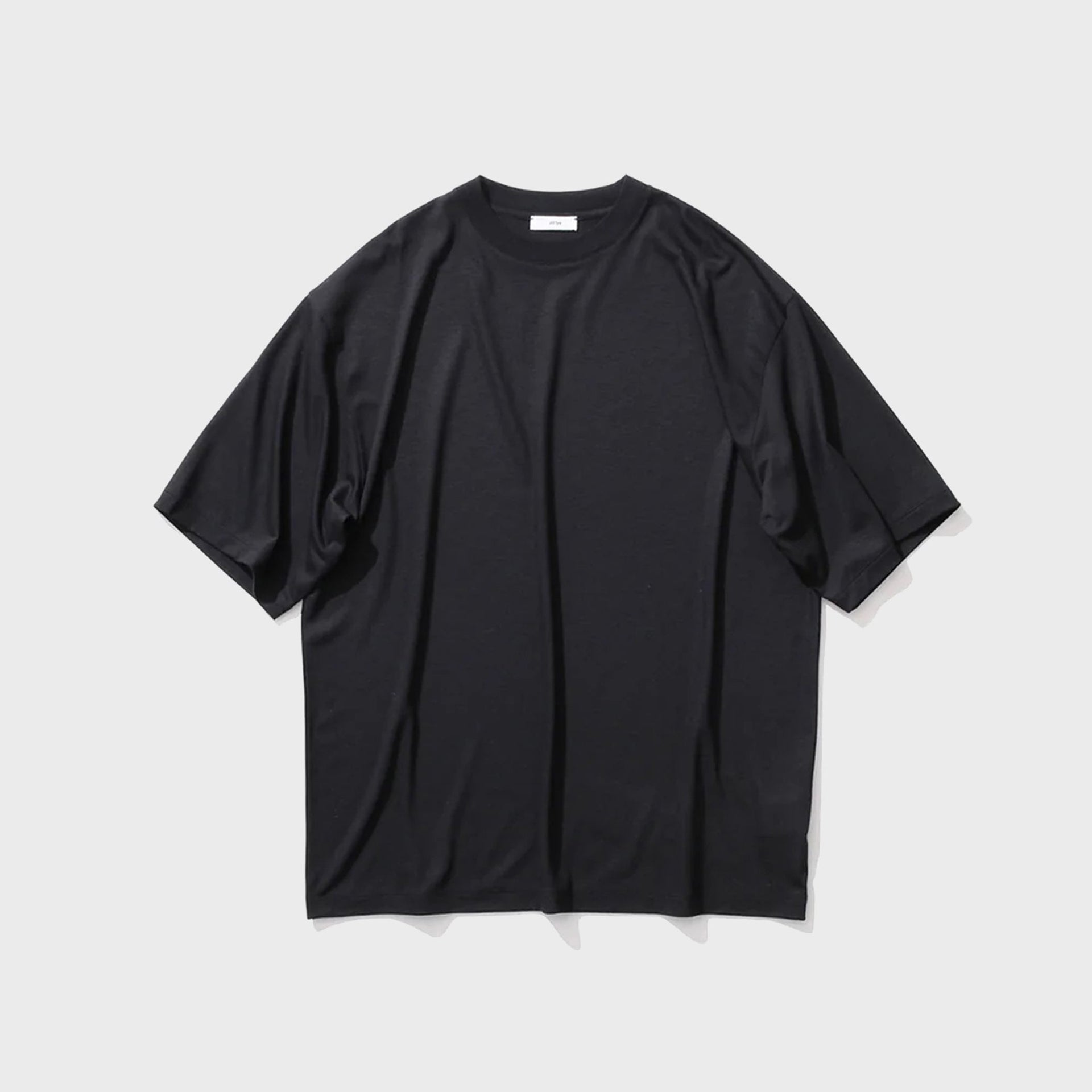 ATON Royal Wool Jersey Loose Fit Tee - Black