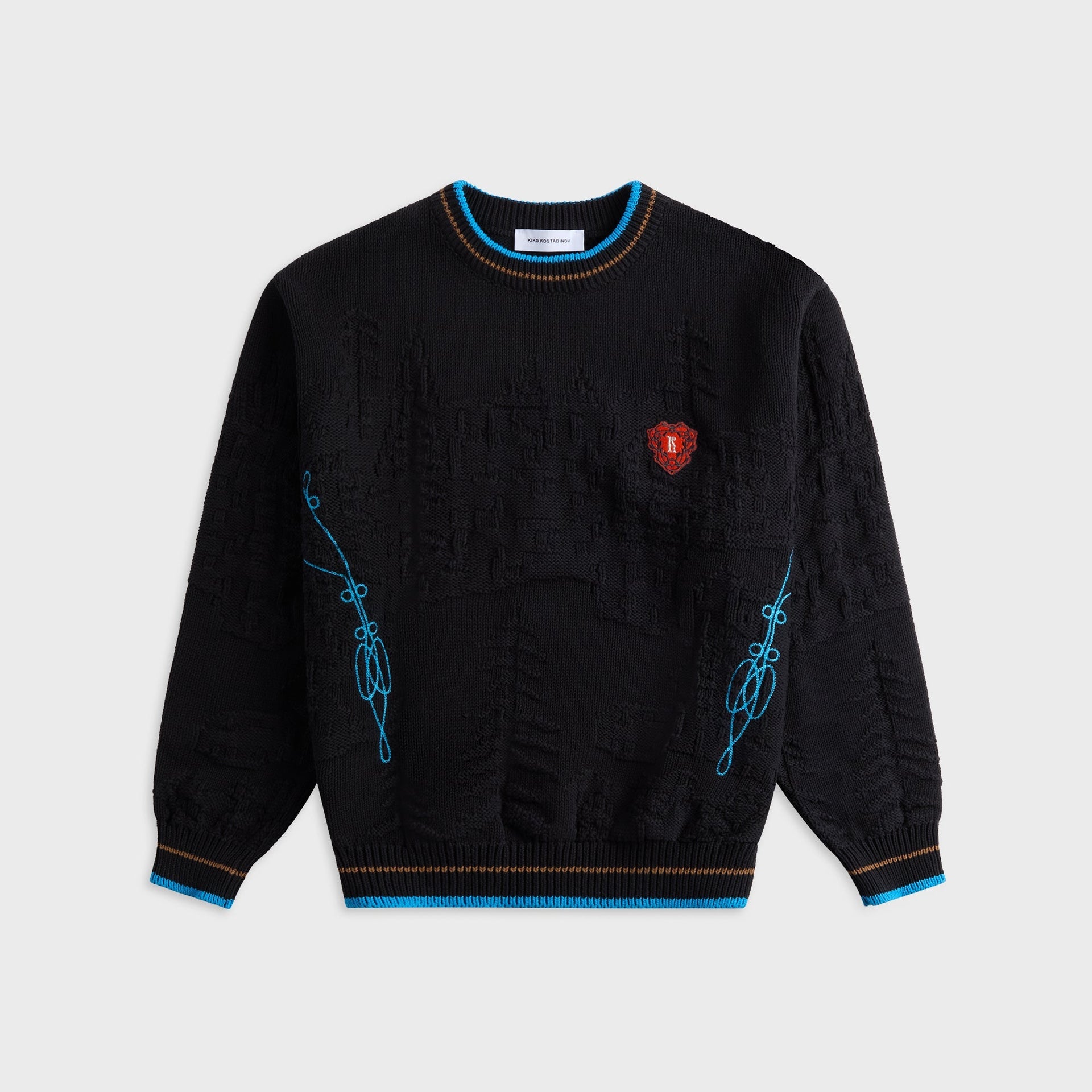 Kiko Kostadinov Fitz Knit Jumper - Black / Cerulean / Russet Brown