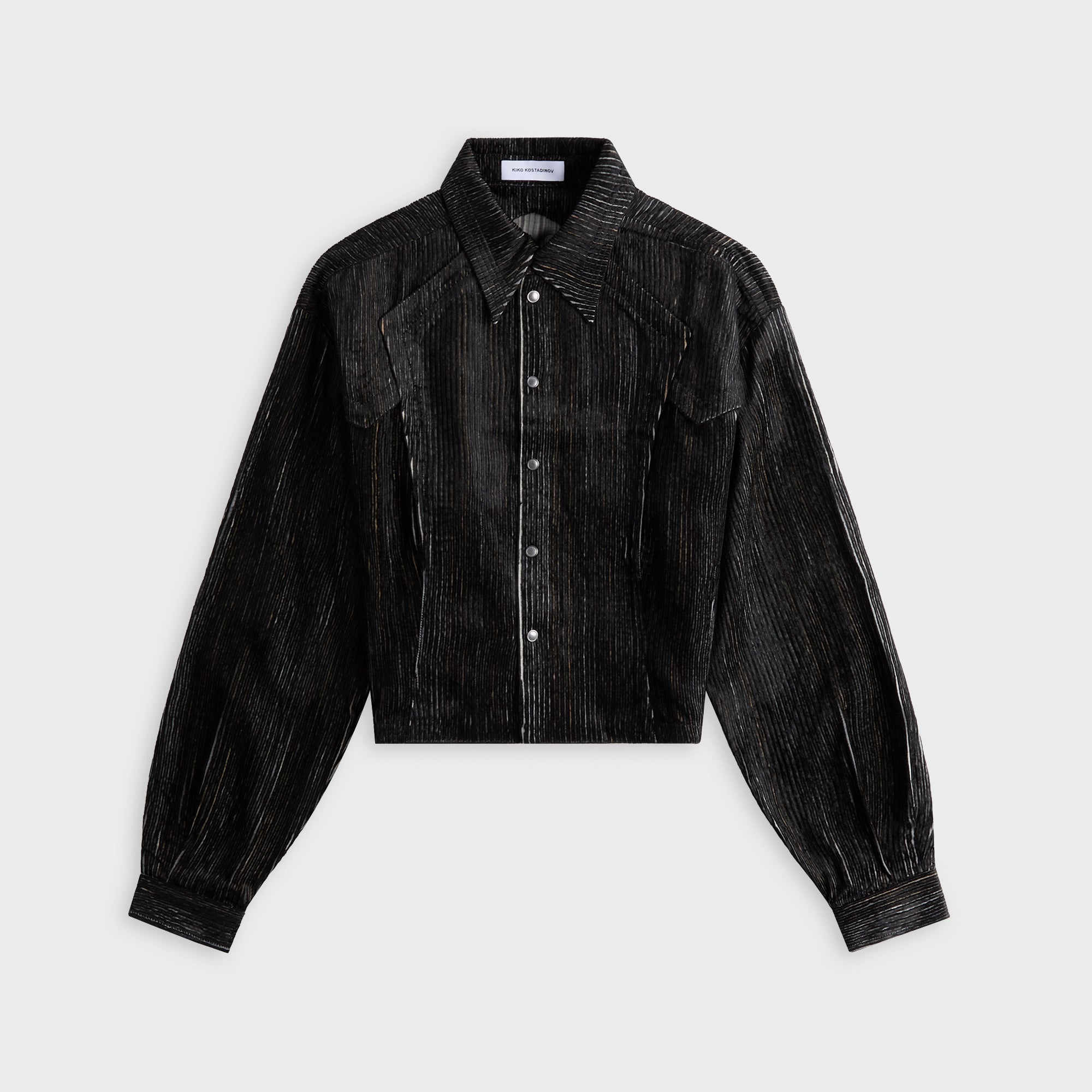 トップス KIKO KOSTADINOV KRANER CROPPED SHIRT Kiko Kostadinov Kraner Cropped Shirt - Melange Black – Kith
