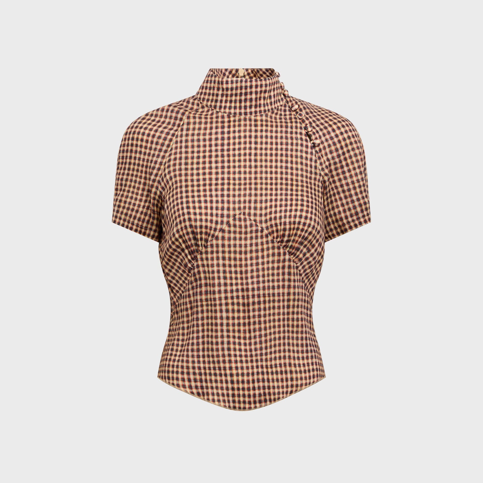 KNWLS Tess Short Sleeve Blouse - Plaid