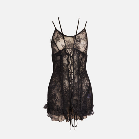 Kim Shui Lace Up Mini Dress - Black – Kith