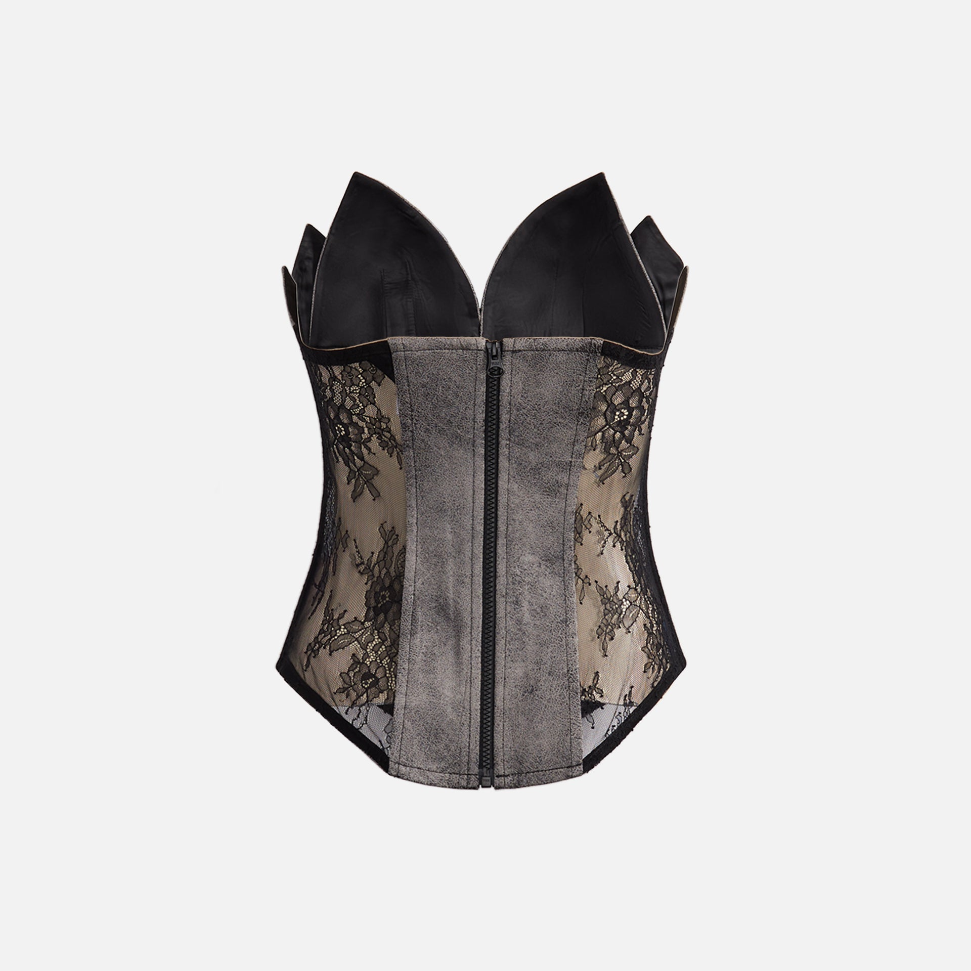 Kim Shui Washed Pleather Bustier - Grey