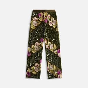 Kim Shui Sequin Flower Embroidered Pants - Green