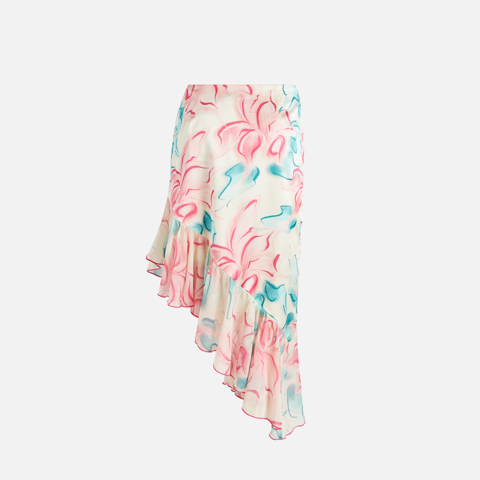 Kim Shui Pink Mesh Floral Midi Skirt - Pink