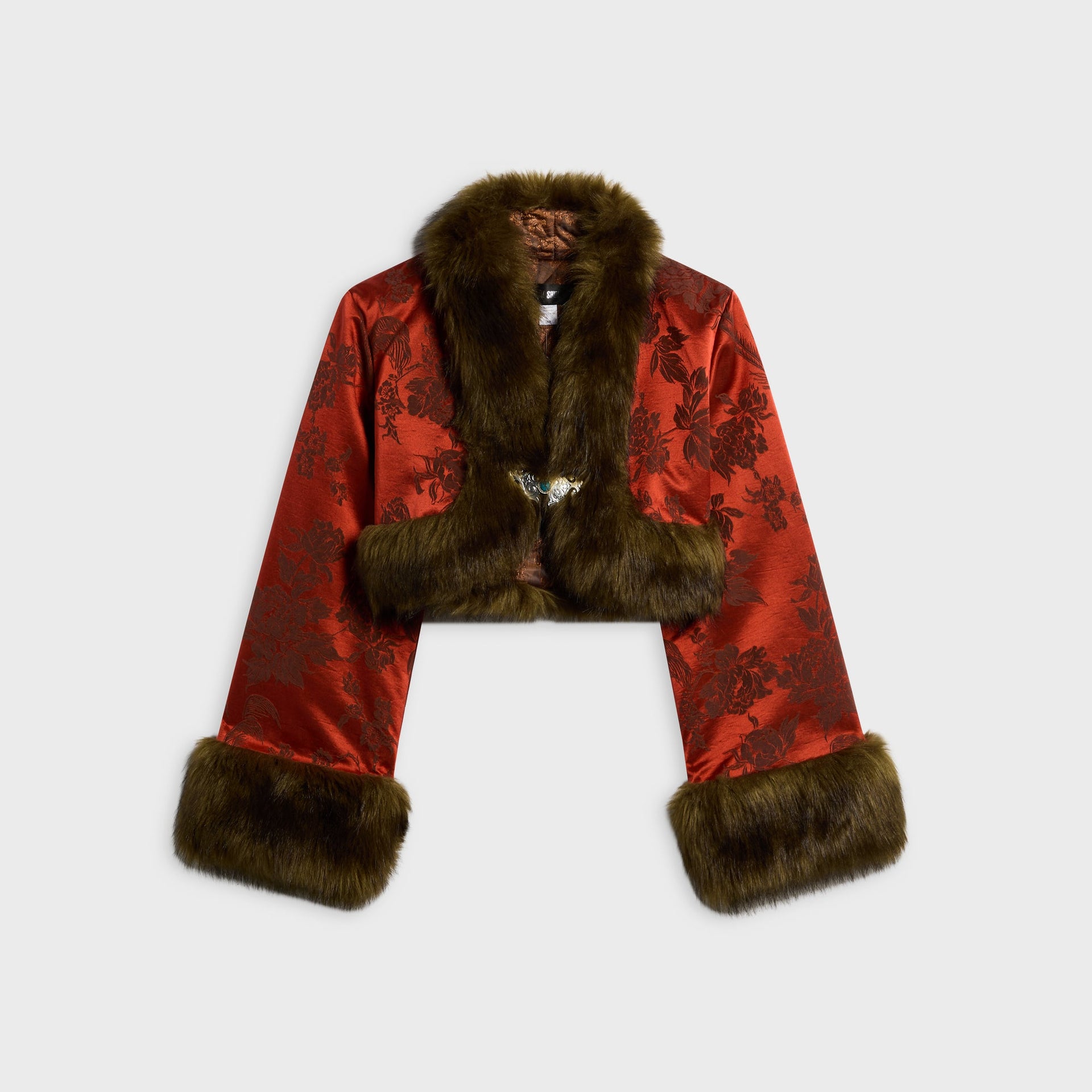 Kim Shui Moon Silk Brocade Cropped Jacket - Vermillion