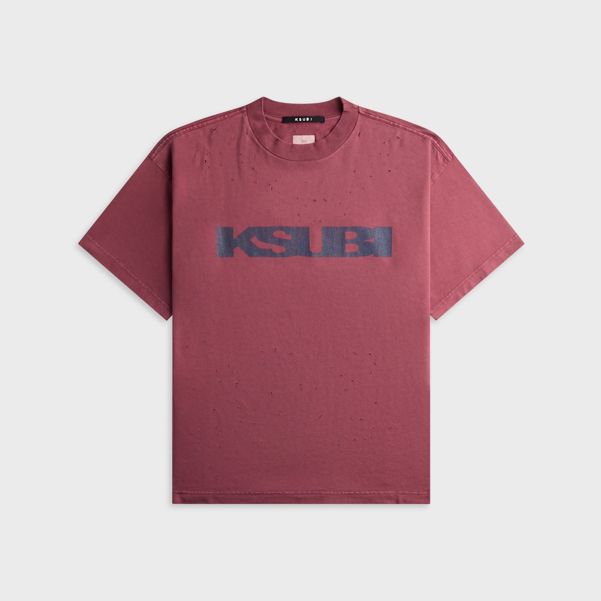 Ksubi Blasted Ekcess Short Sleeve Tee Ox - Burgundy – Kith