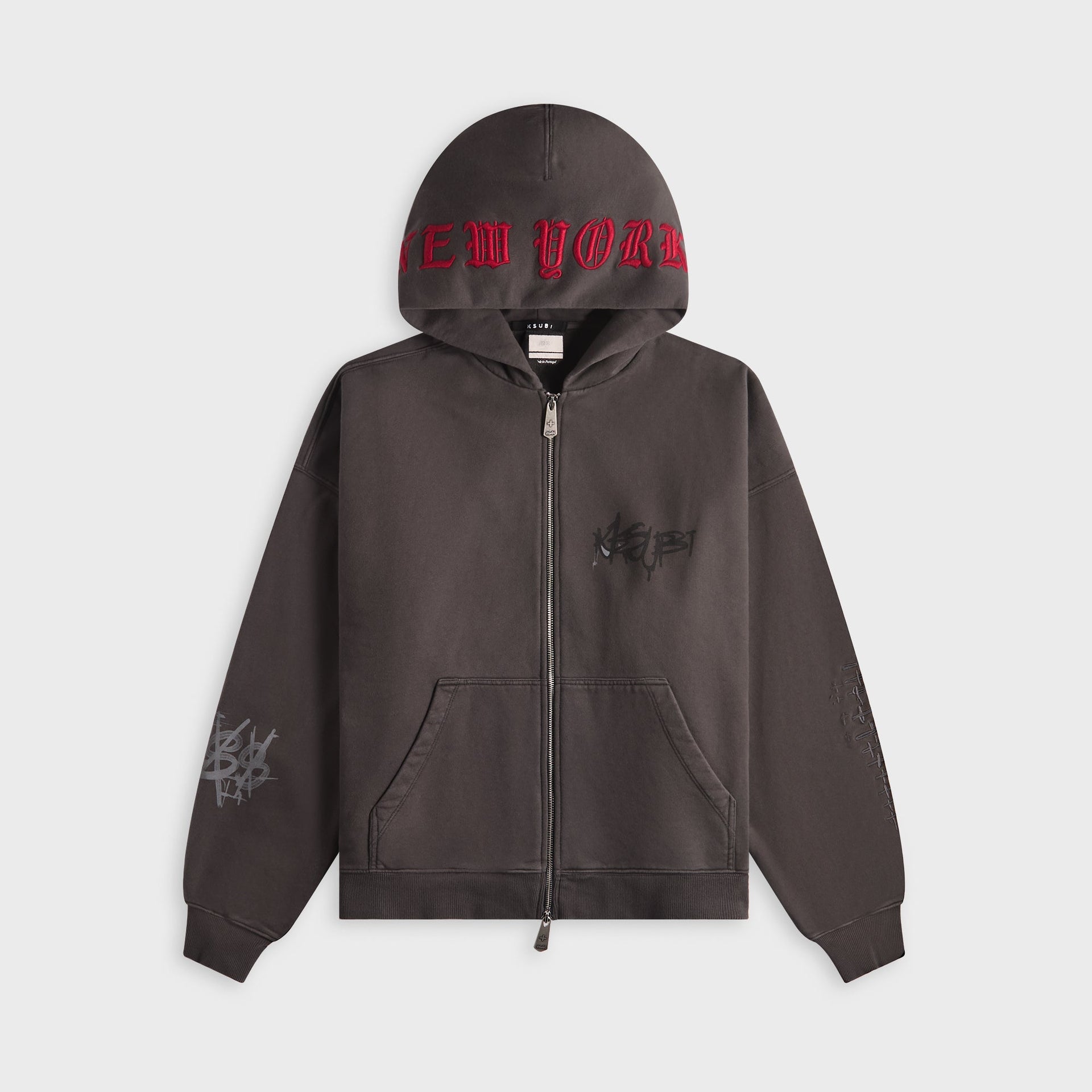 Ksubi Graff Ekcess Zip Thru Hoodie - Faded Black