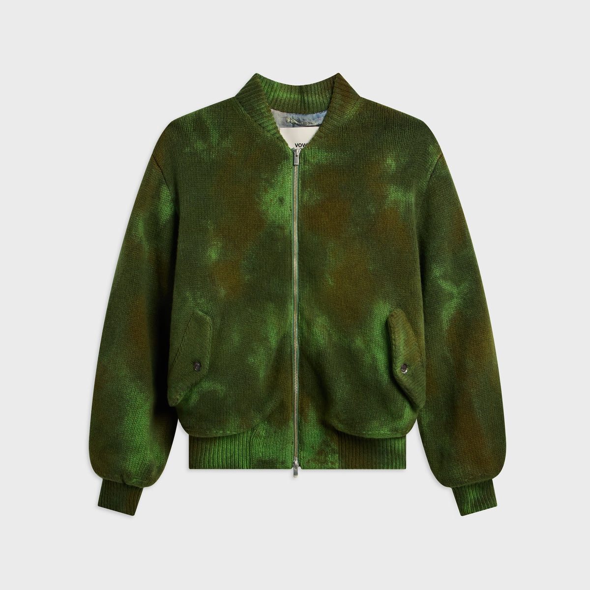 vowels Knitted Bomber Jacket - Green