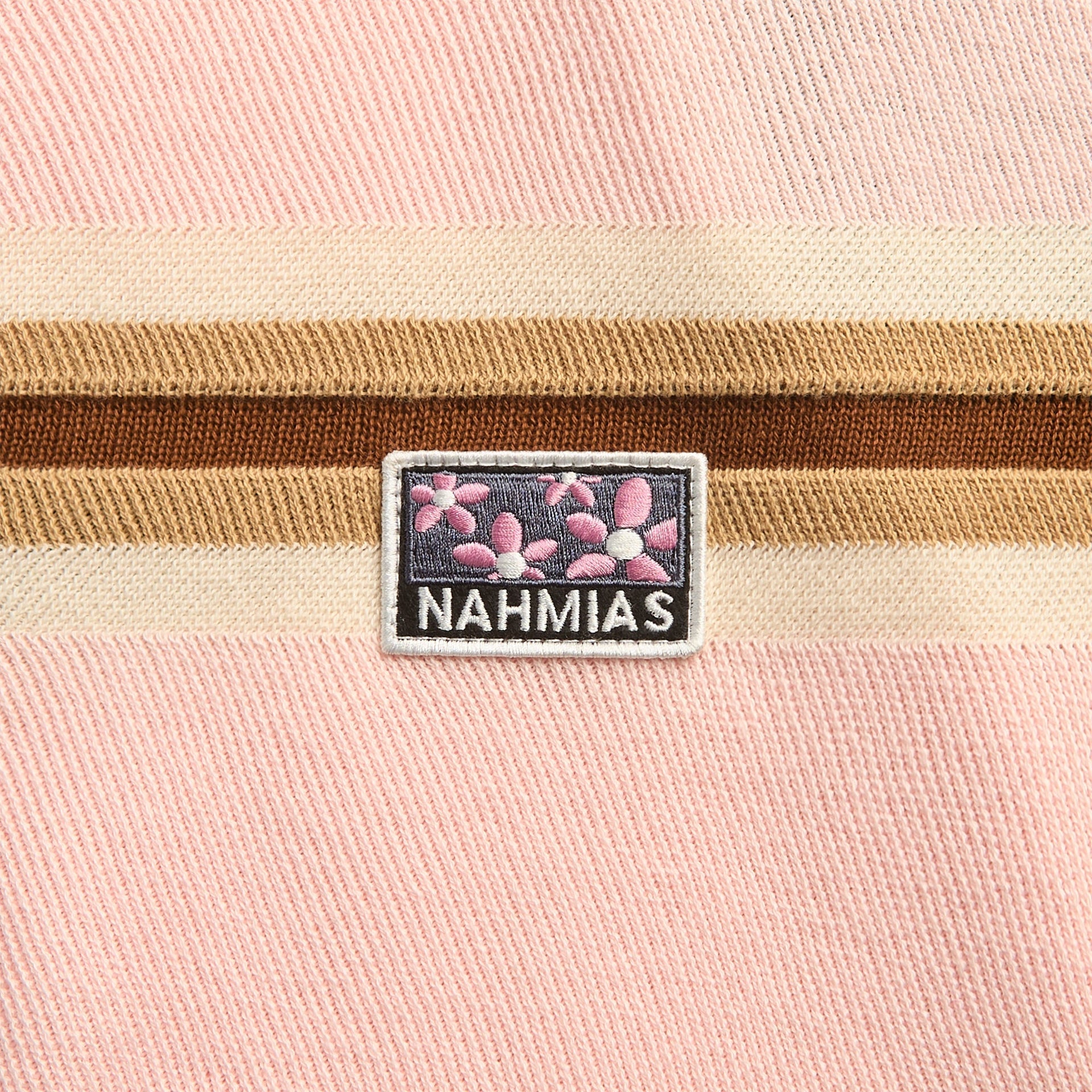 NAHMIAS Knit Striped Polo - Soft Pink Stripe