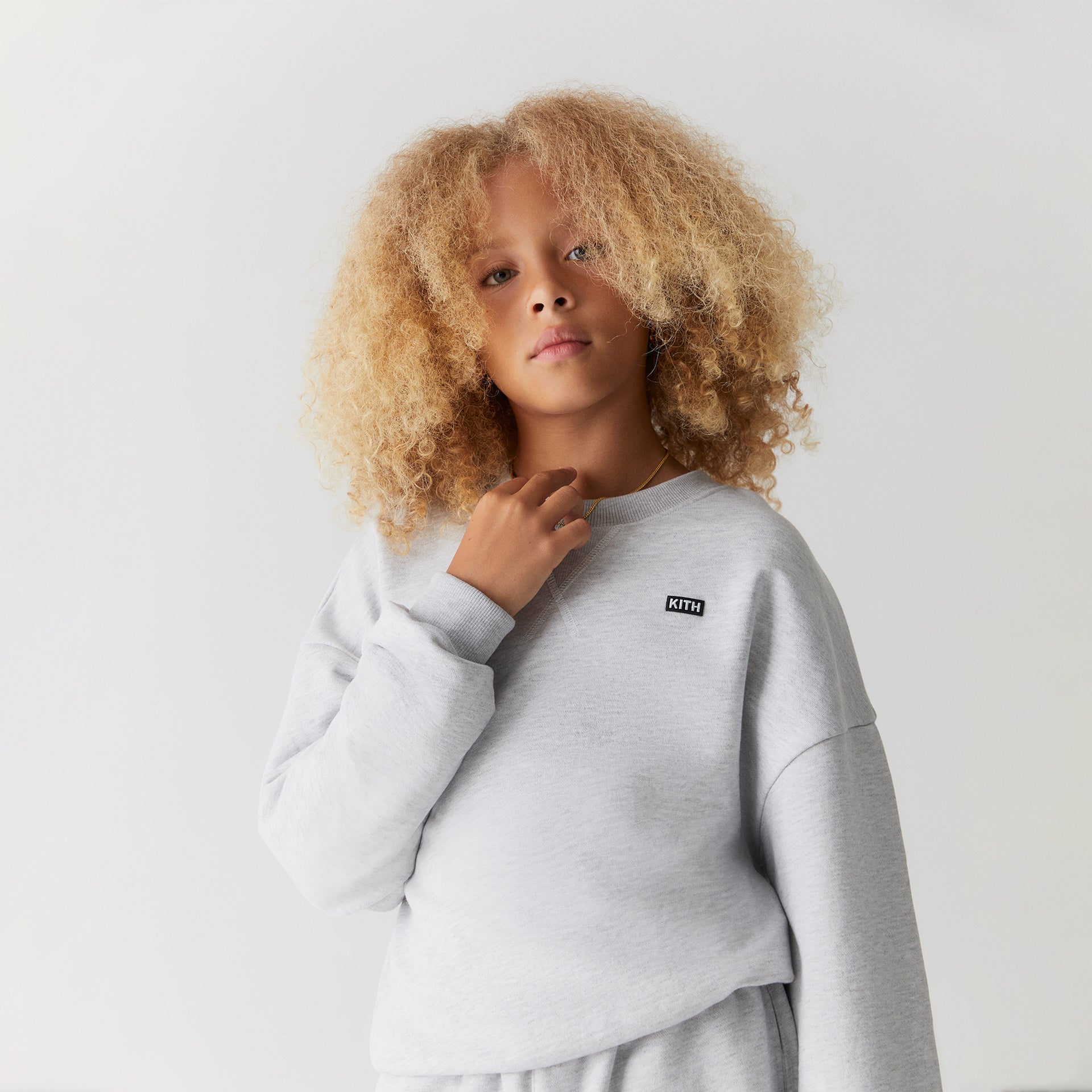 Kith Kids Long Sleeve Nelson Crewneck - Light Heather Grey