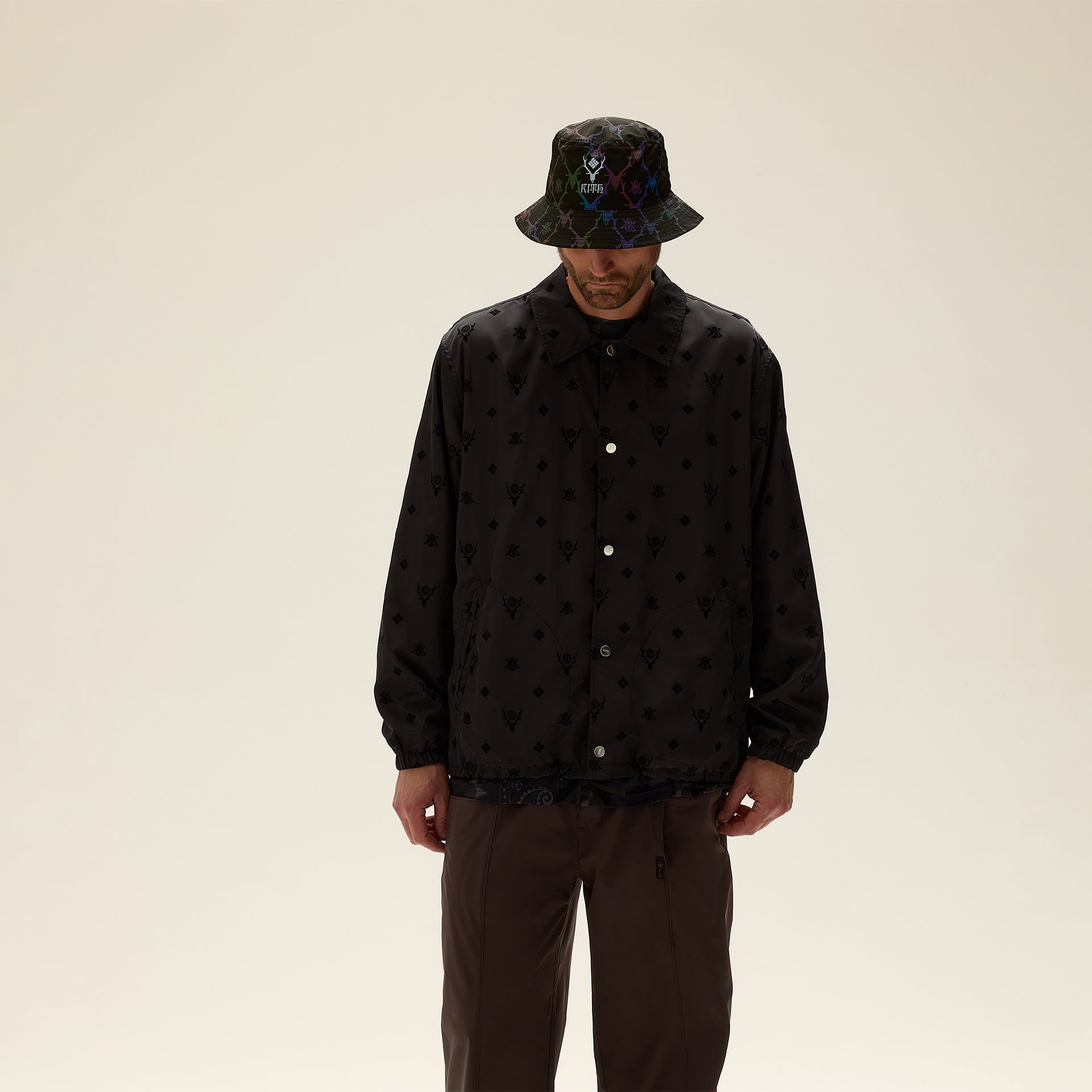 Kith & South2 West8 for Columbia Flocked Monogram Coaches Jacket - Black
