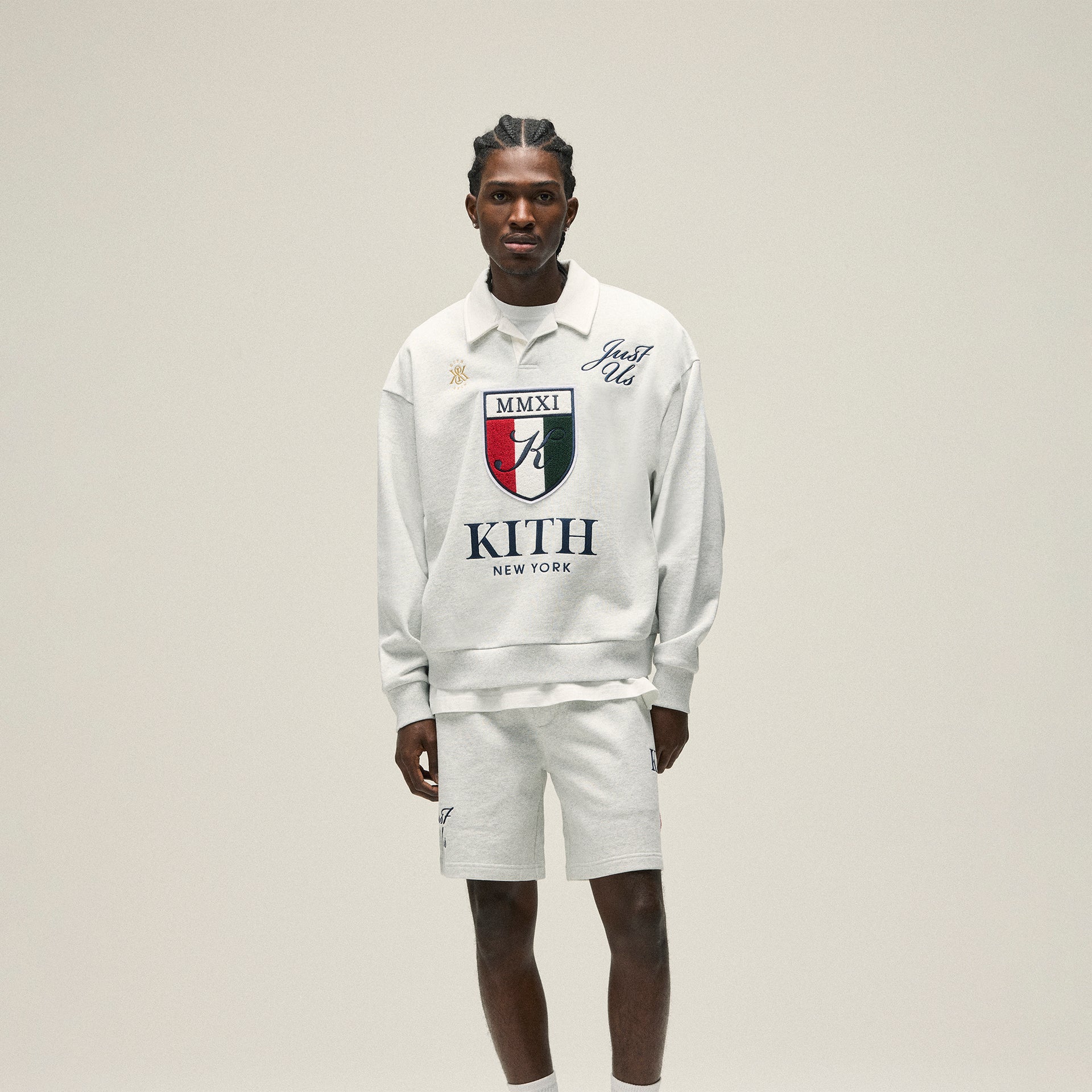Kith Nelson Collared Pullover - Light Heather Grey