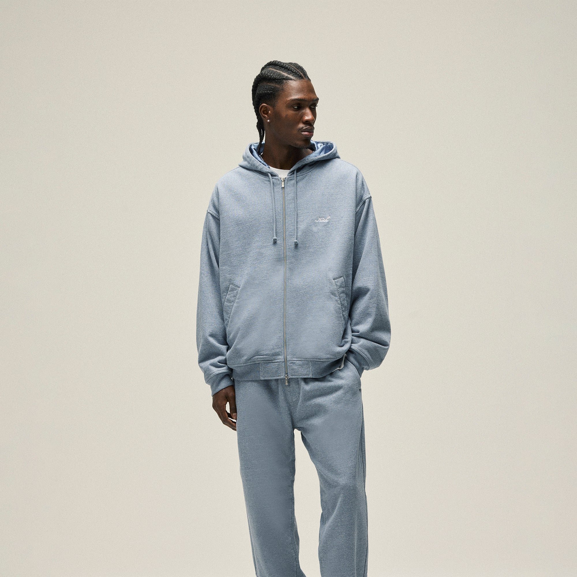 Kith Fleece Avery Hooded Bomber Jacket - Elevation Heather