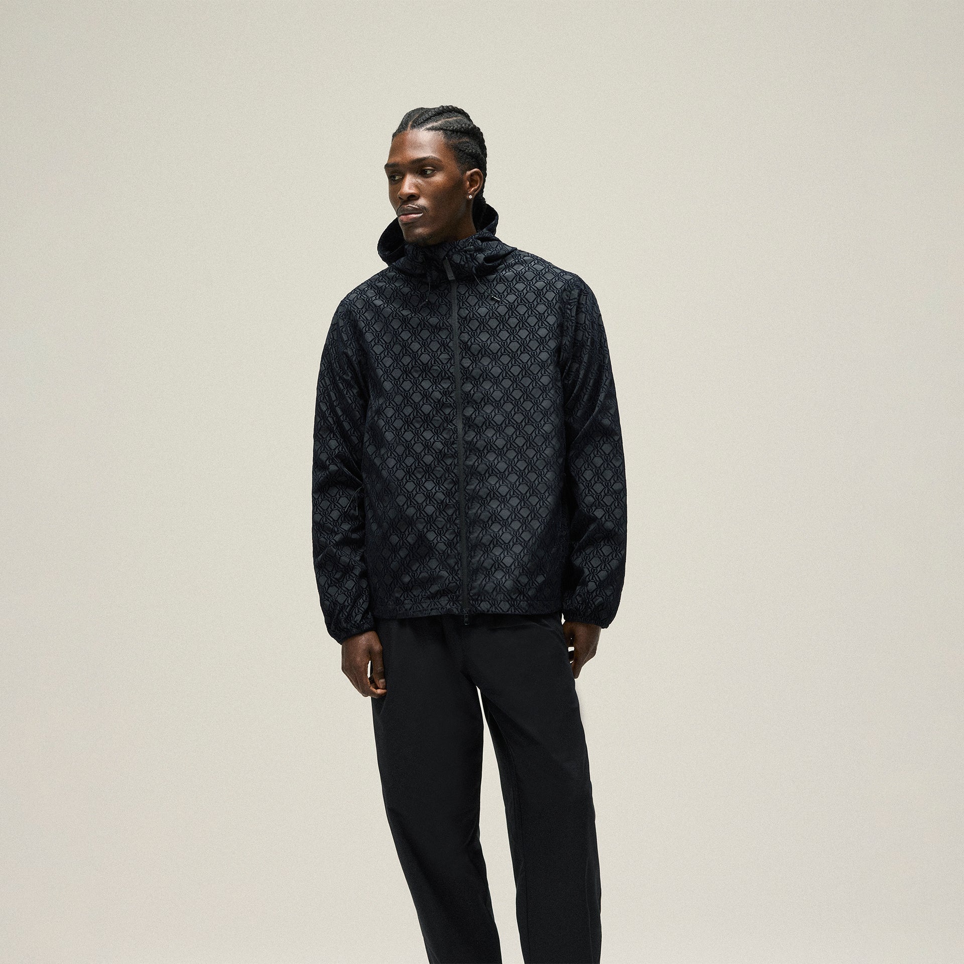 Kith Flocked Crest Damien Windbreaker -  Black