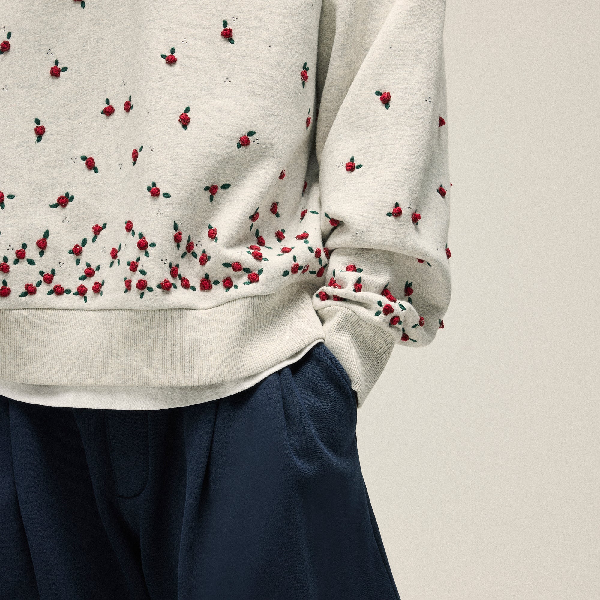Kith Floral Ombre Nelson Collared Pullover - Light Heather Grey