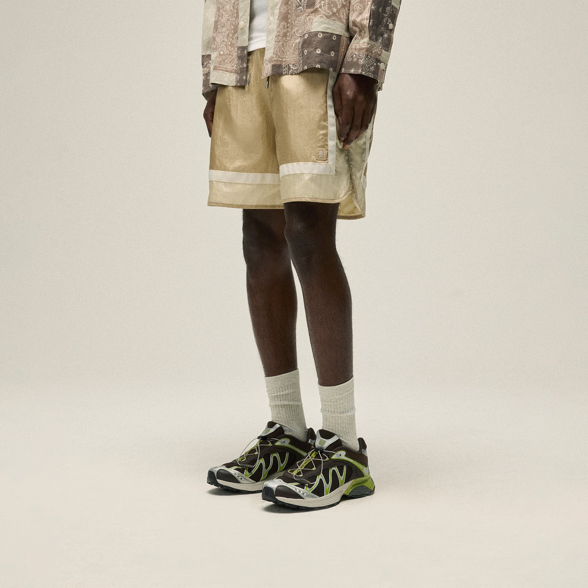Kith Washed Cotton Bandana Boxy Collared Overshirt - Overcast
