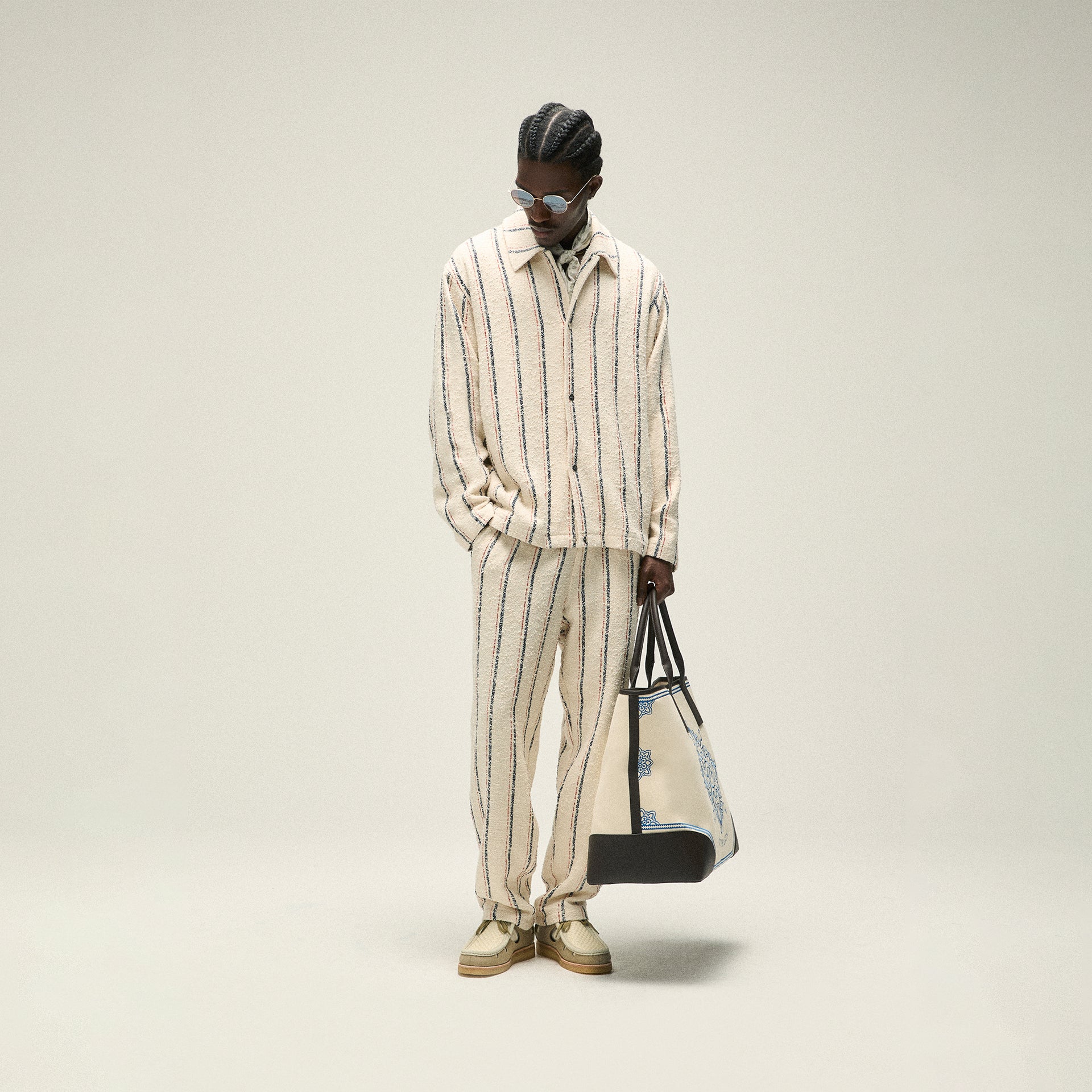 Kith Striped Boucle Coaches Jacket - Whisper