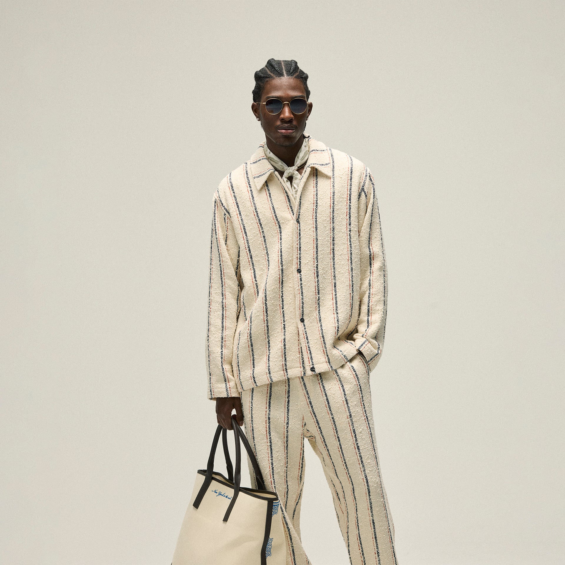 Kith Striped Boucle Coaches Jacket - Whisper