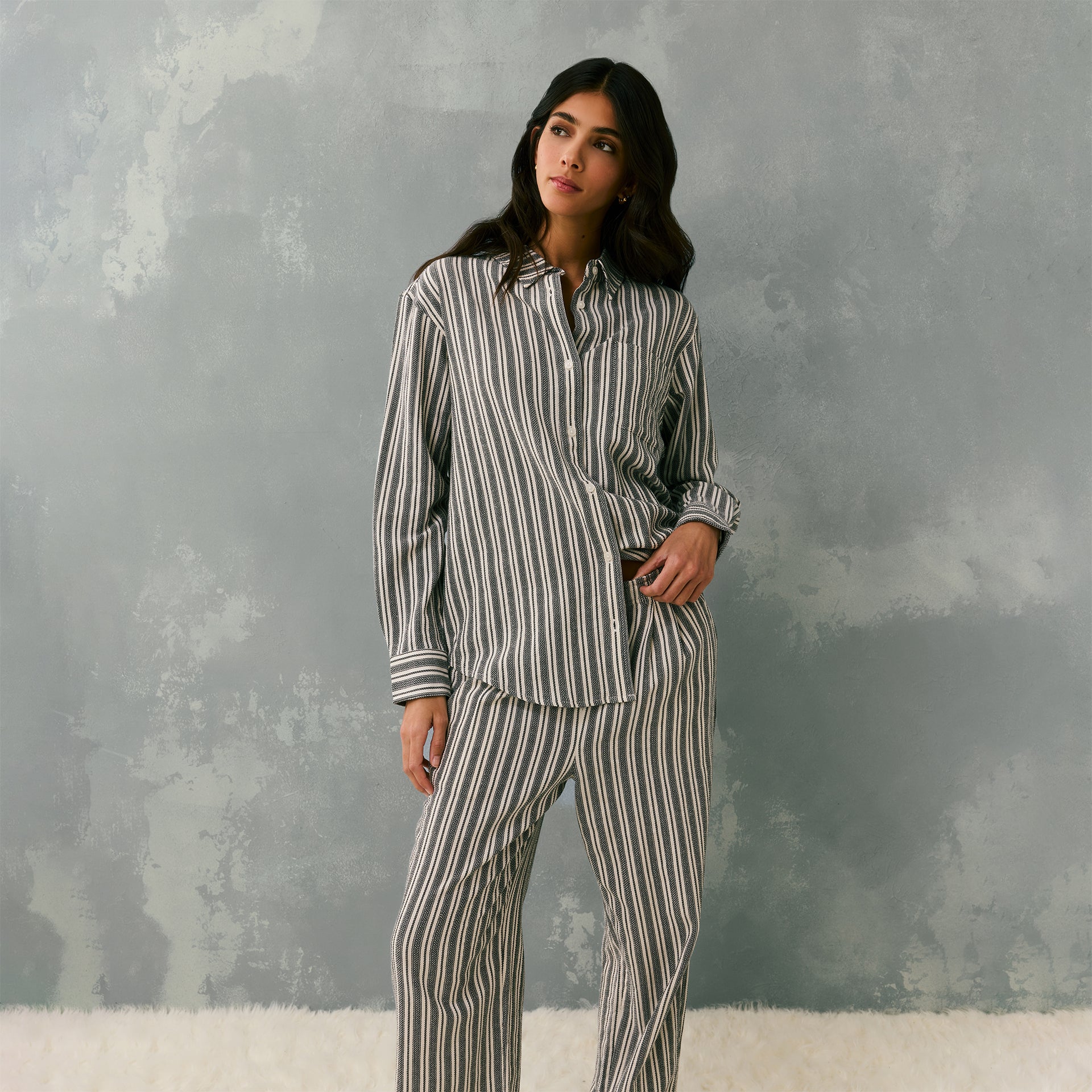 Kith Women Ora II Dobby Stripe Shirt - Black