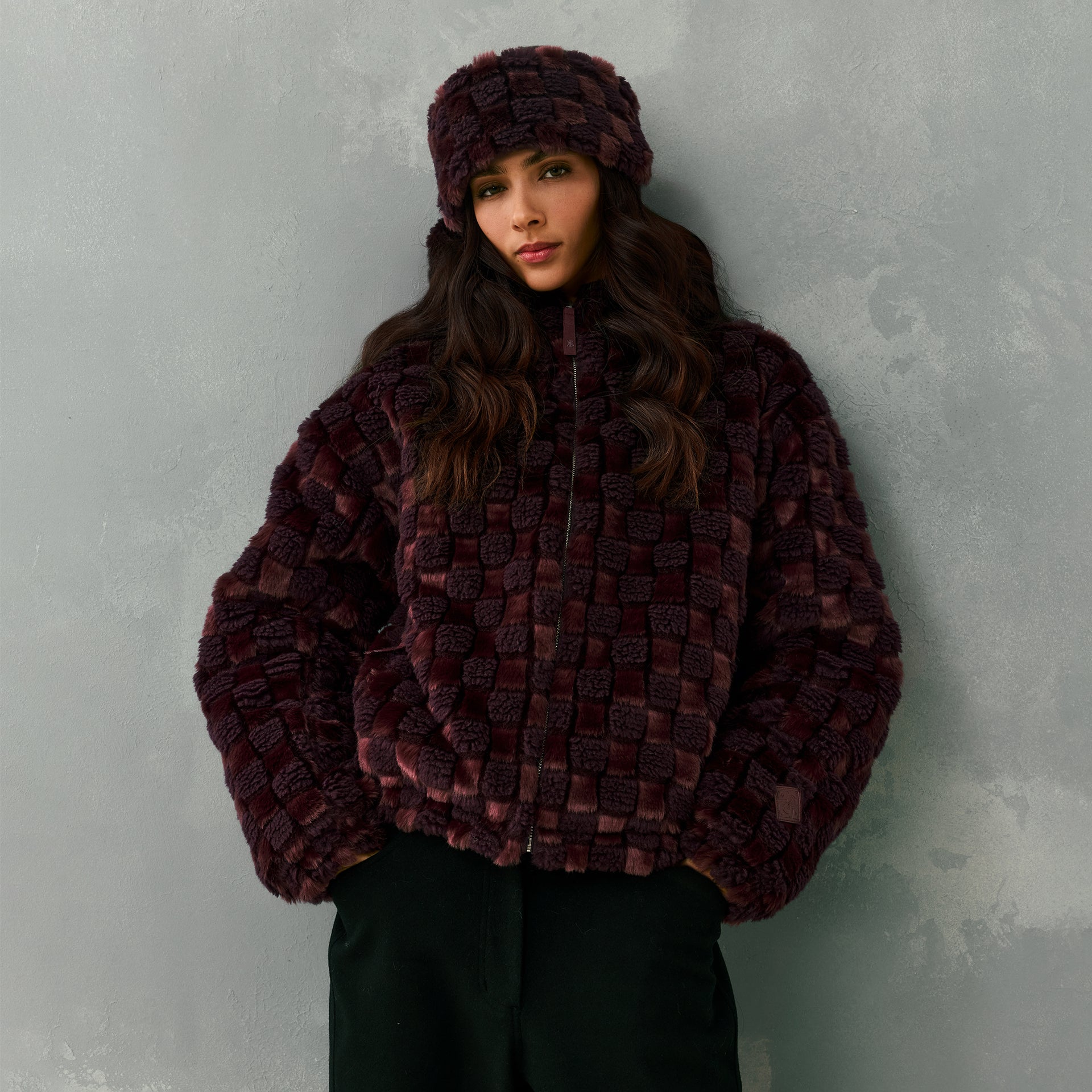 Kith Women Toshi Checked Teddy Bomber - Magma
