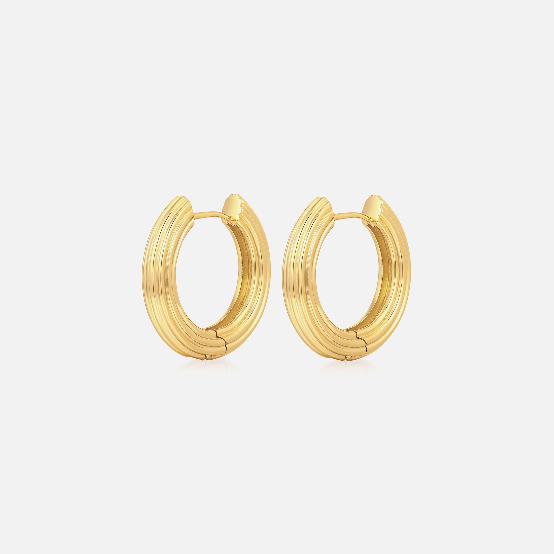 Luv AJ The Ridged Amalfi Hinge Hoops - Gold