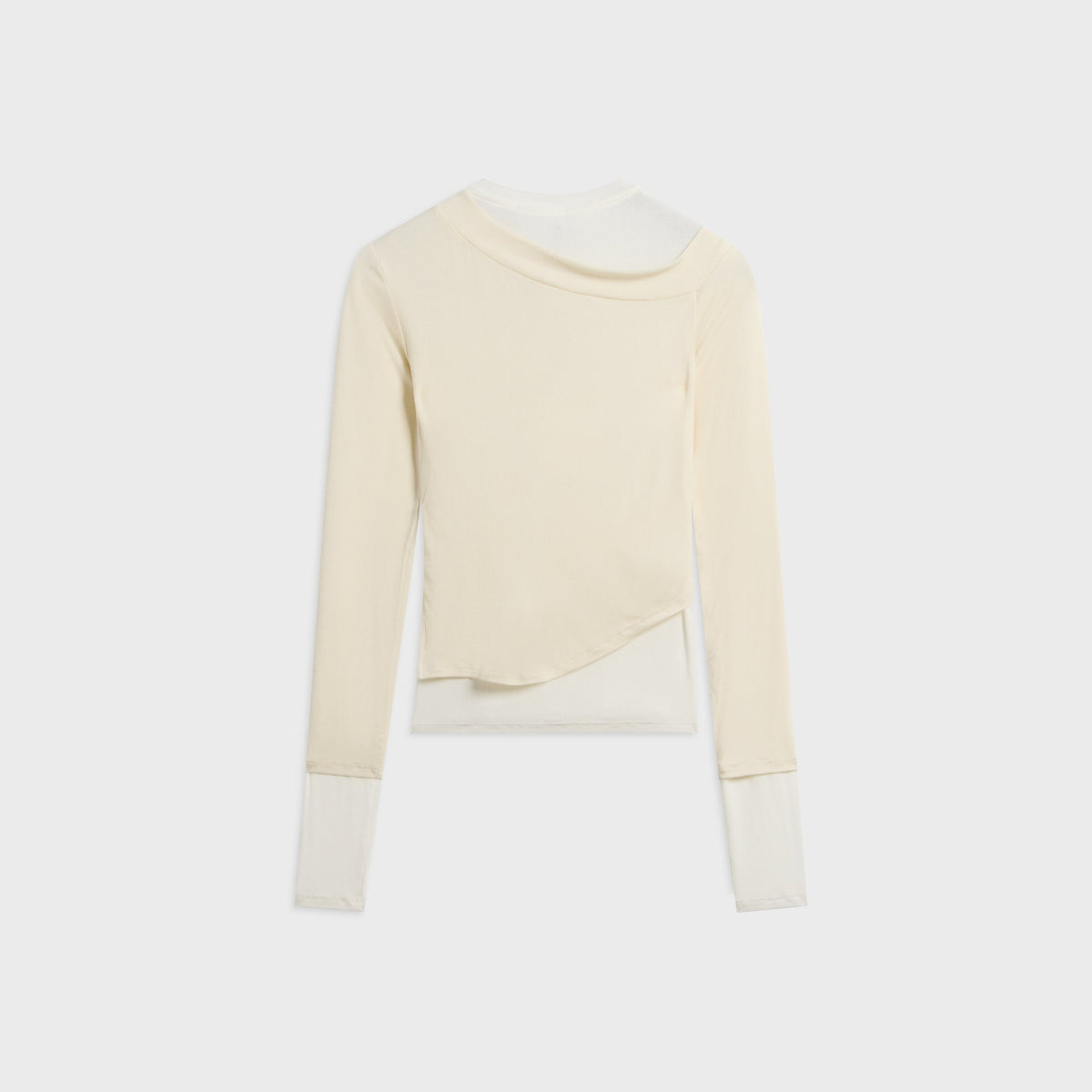 The Line by K Smythson Layered Asymmetrical Long Sleeve Top - Vanilla