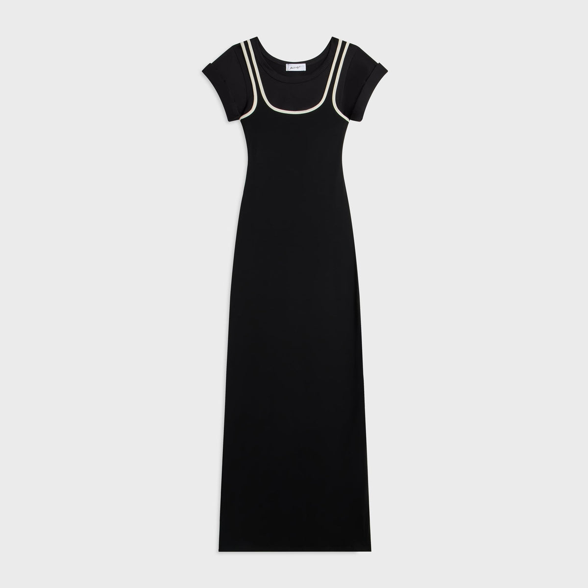 The Line by K Franz Short Sleeve Maxi Dress - Black / Vanilla