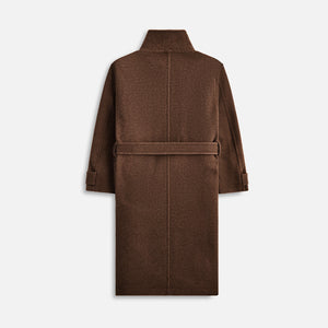 Lemaire Wrap Coat With Contrast Stitch - Brown Chine