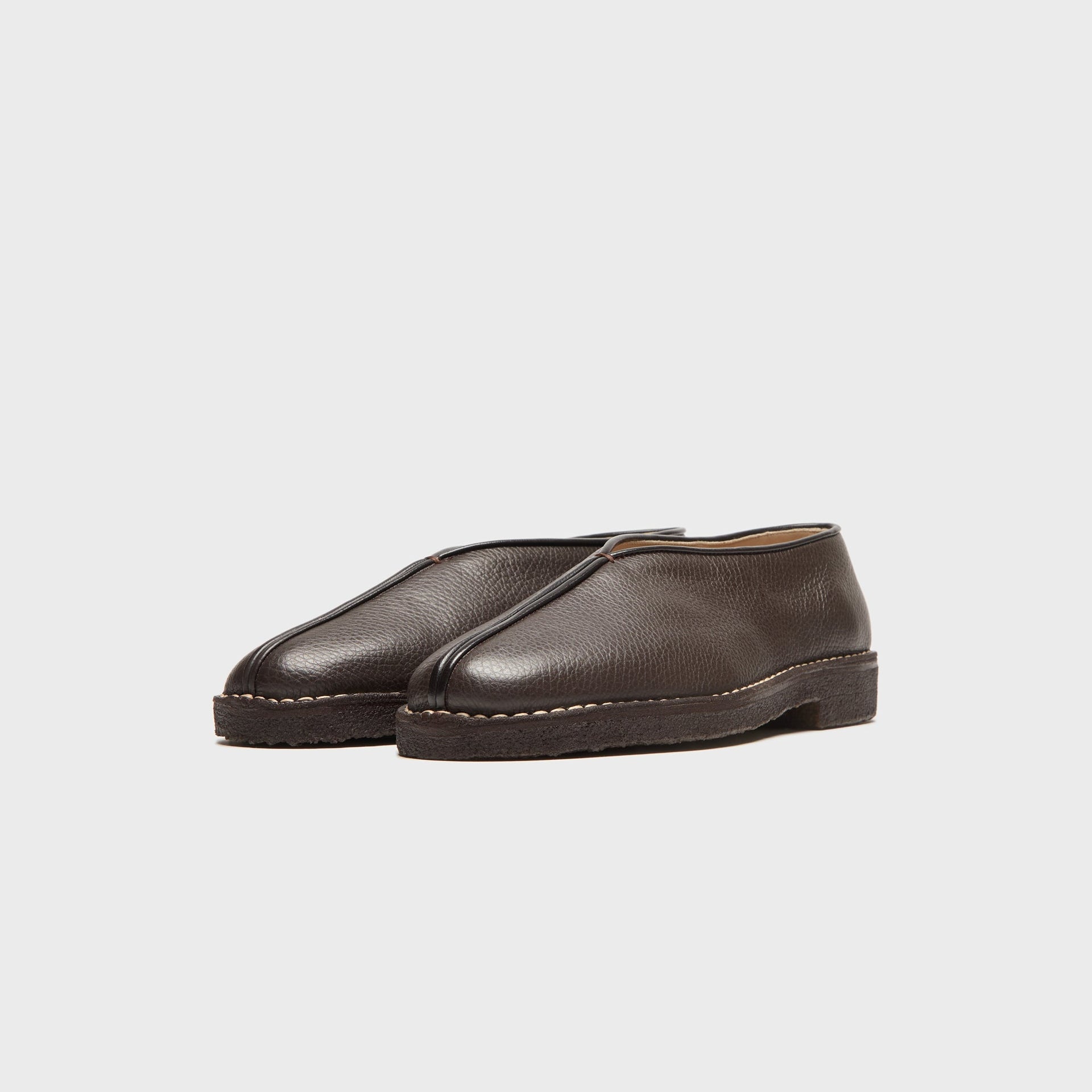 Lemaire Piped Crepe Slippers - Dark Brown