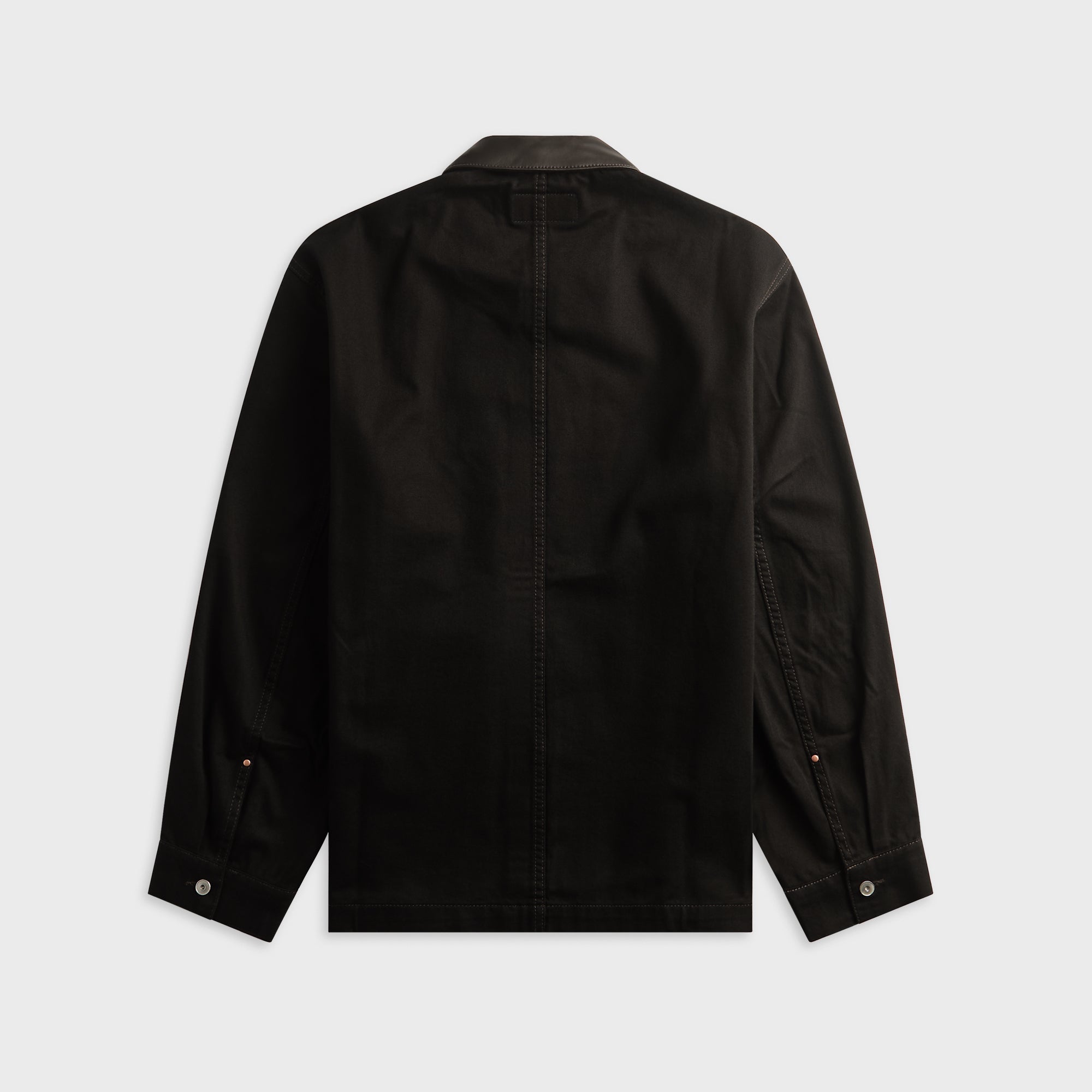 Lemaire Workwear Overshirt With Leather Collar - Black – Kith
