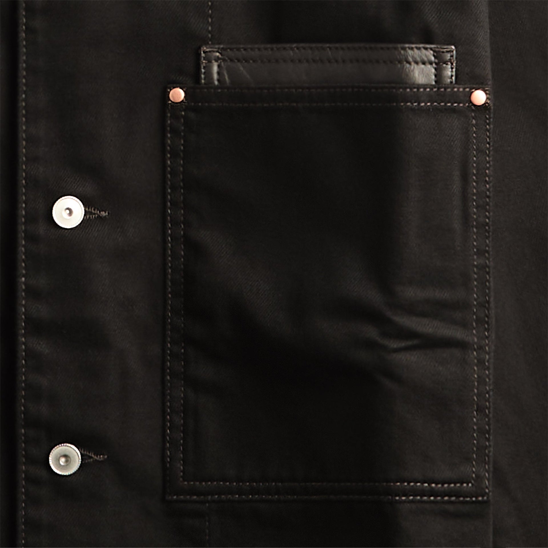 Lemaire Workwear Overshirt With Leather Collar - Black
