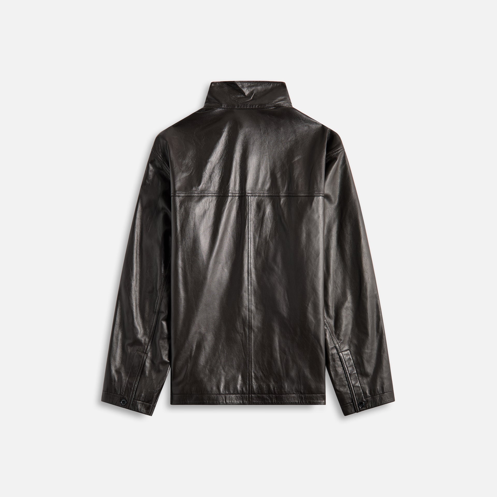 Lemaire Leather Stand Collar Shirt - Dark Espresso