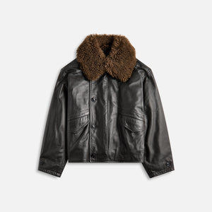 Lemaire Quilted Leather Blouson - Dark Espresso