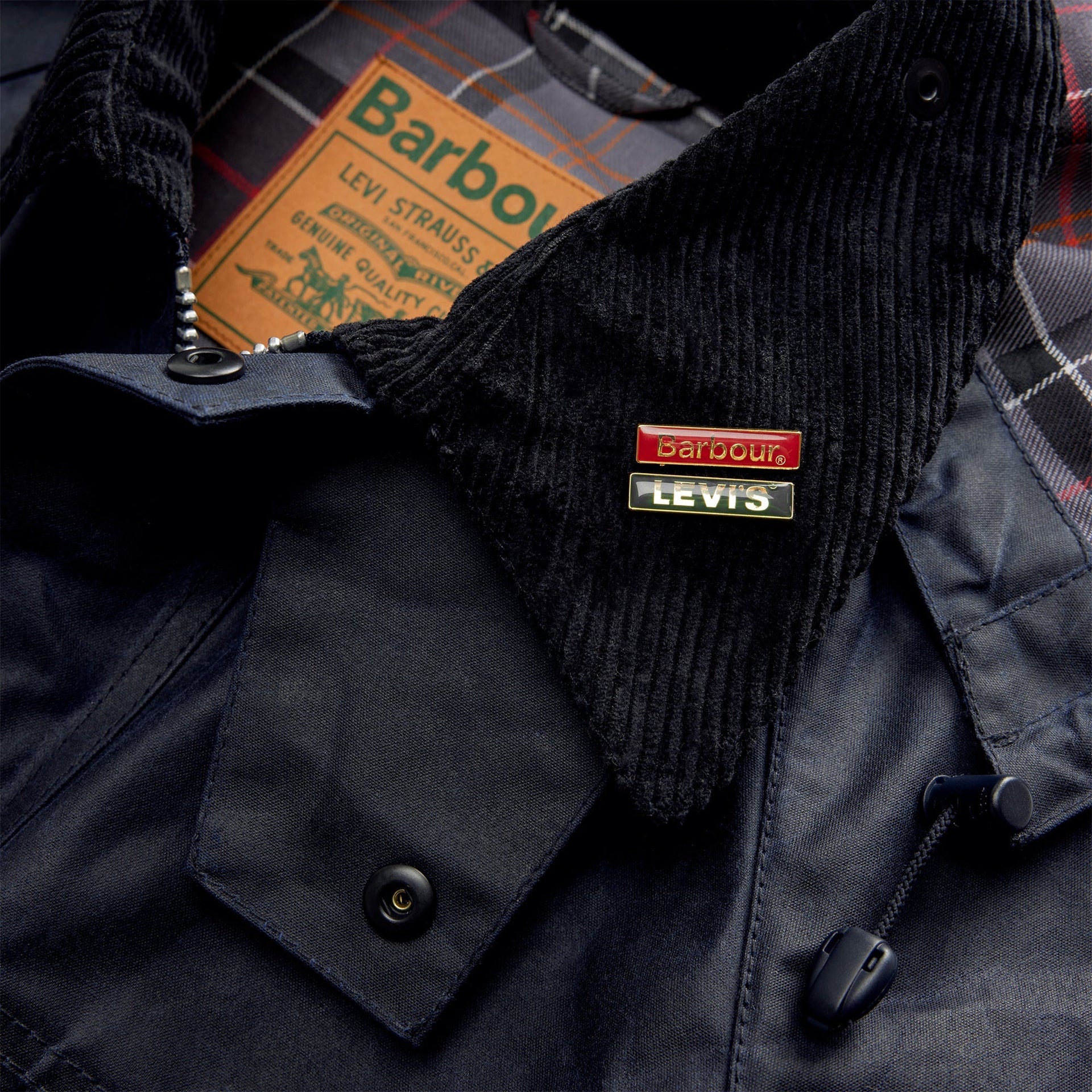 Levi's x Barbour Oversized Bedale Waxed Jacket - Dark Wash