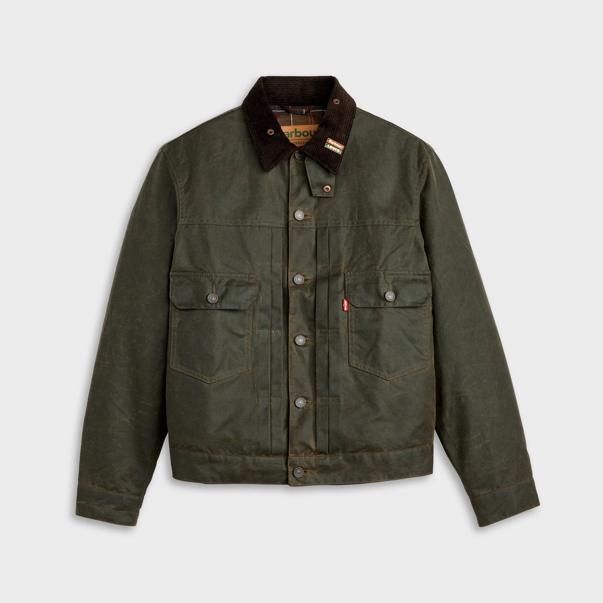 Levi's x Barbour Type II Waxed Trucker Jacket - Olive Wax / Green