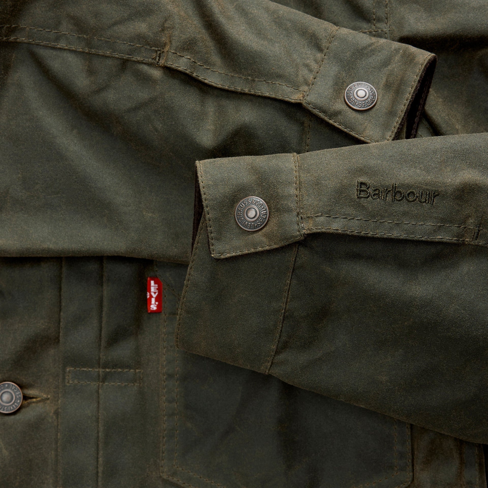 Levi's x Barbour Type II Waxed Trucker Jacket - Olive Wax / Green