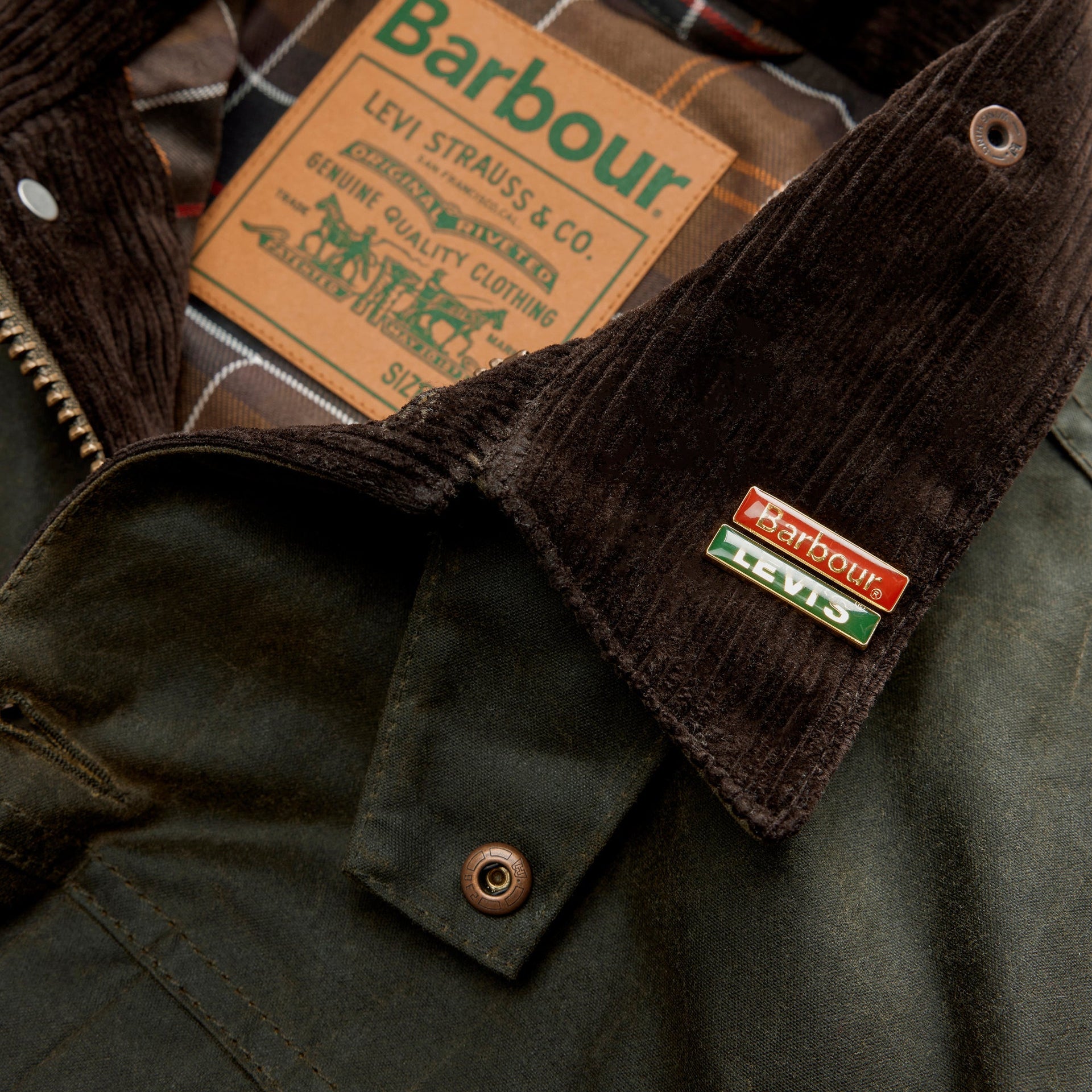 Levi's x Barbour Type II Waxed Trucker Jacket - Olive Wax / Green
