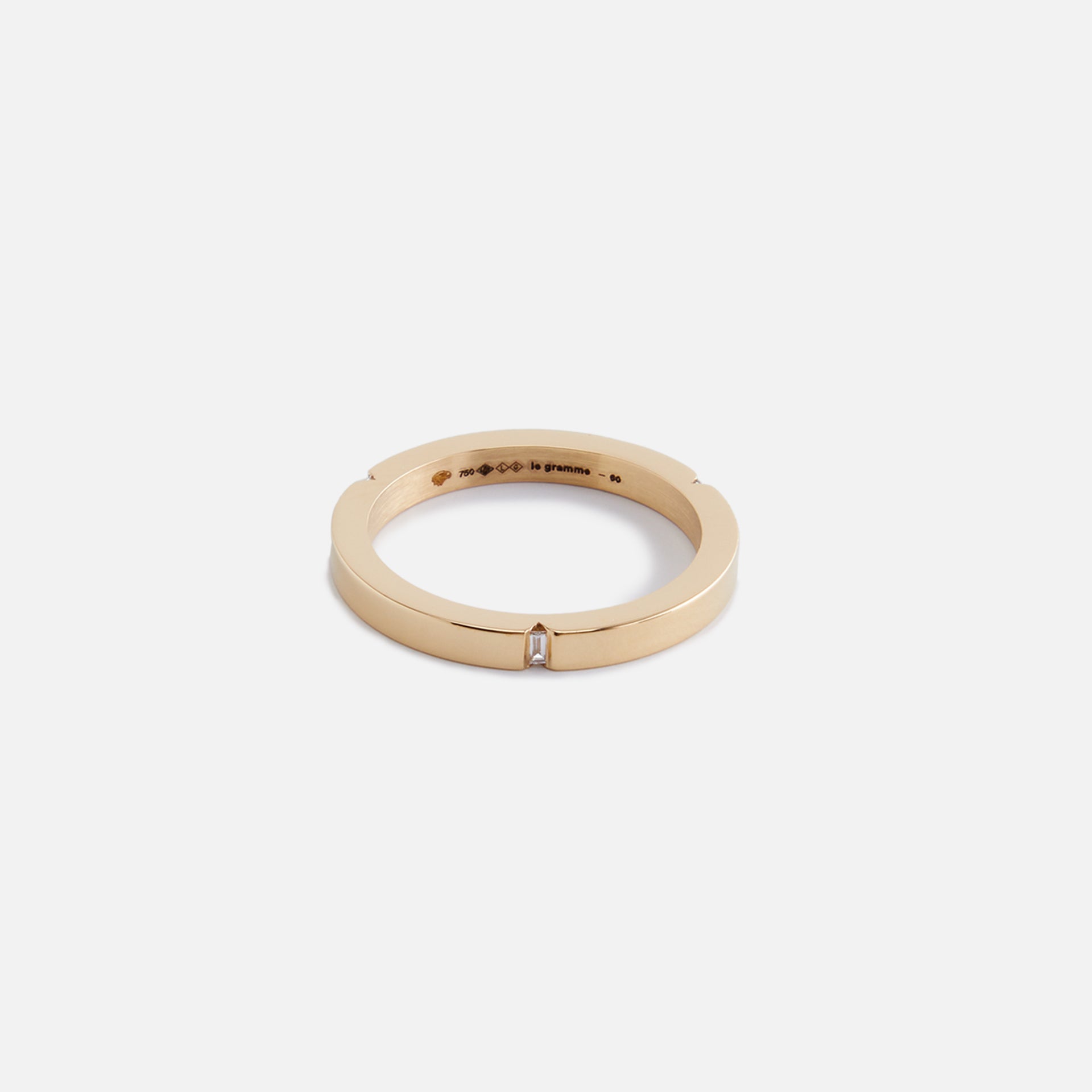 Le Gramme 5g Band Ring with Three Diamonds Outside - Gold