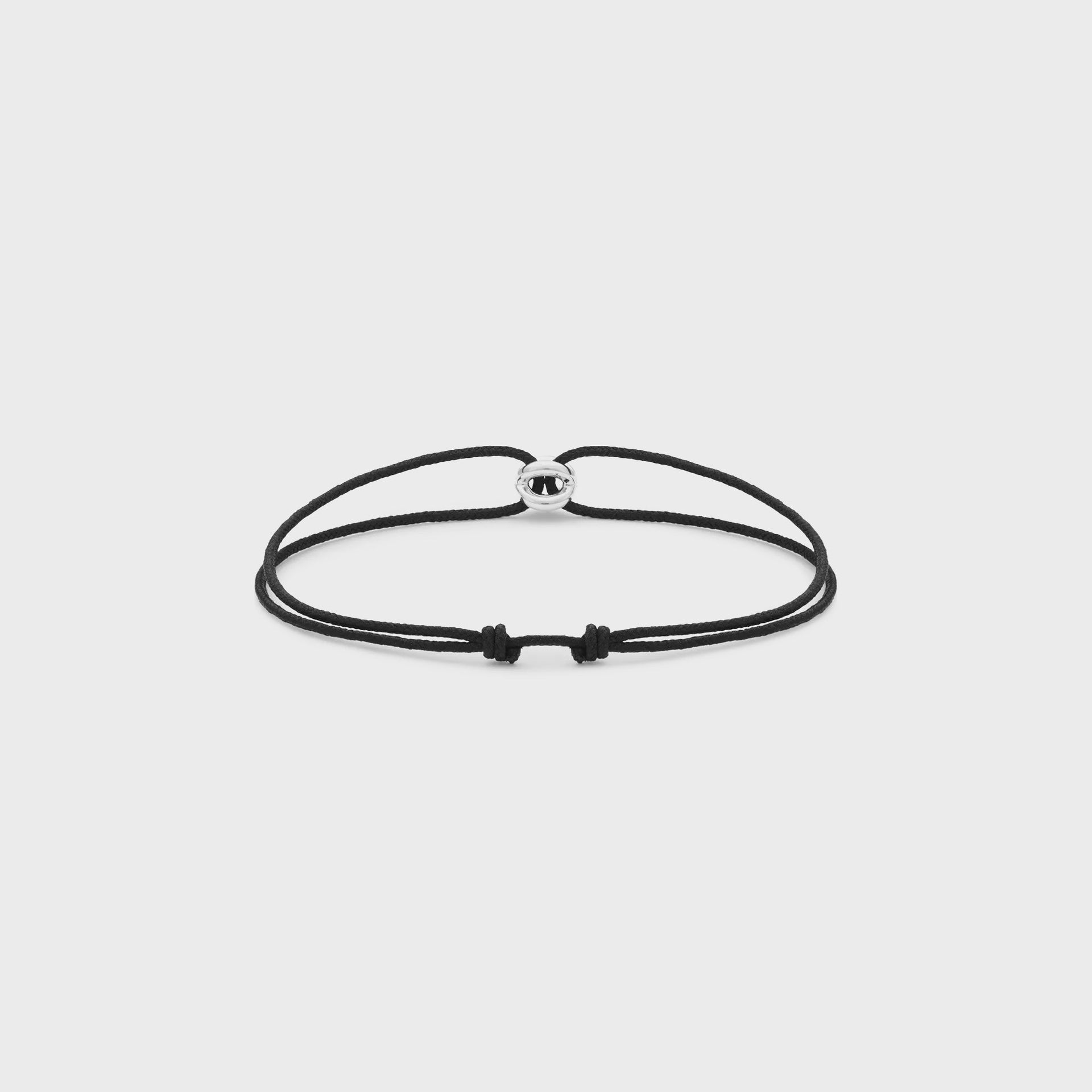 Le Gramme Polished Sterling Silver Entrelacs Cord Bracelet - Black