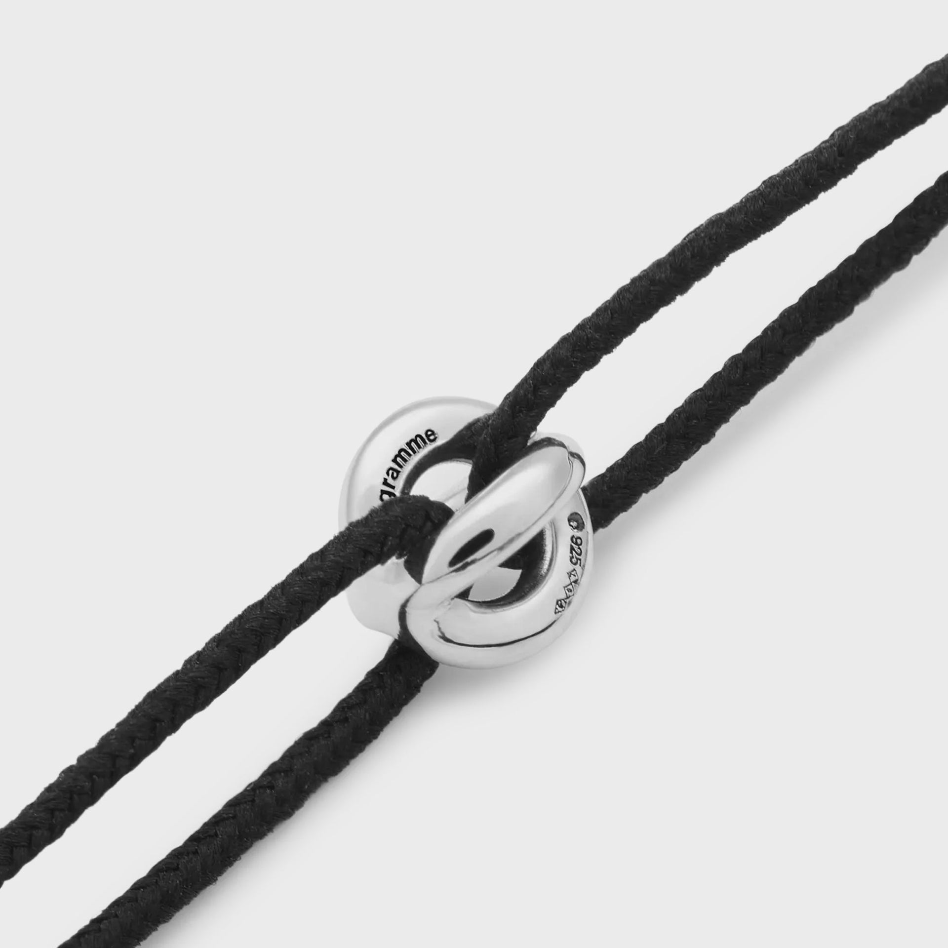 Le Gramme Polished Sterling Silver Entrelacs Cord Bracelet - Black