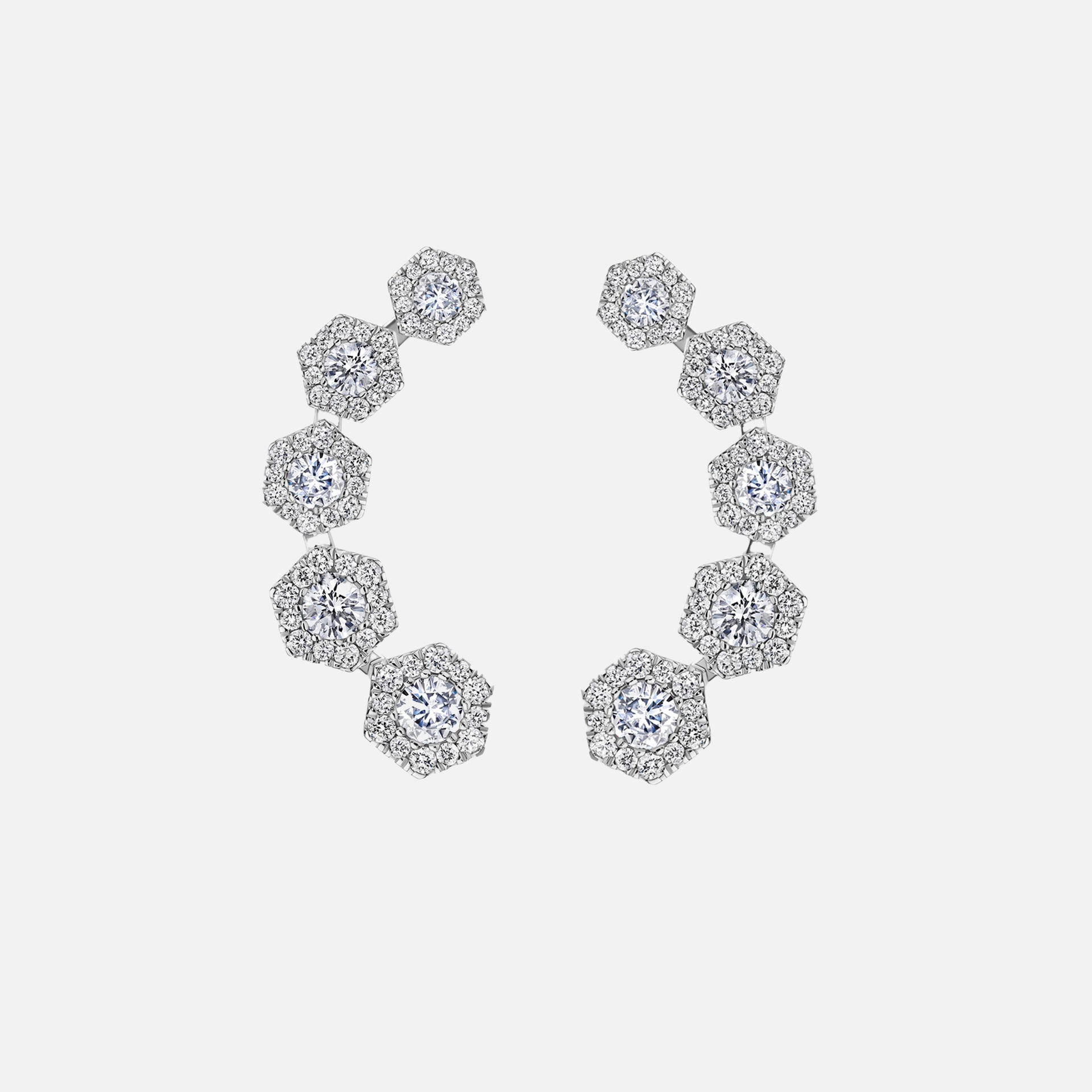 VL Cepher Lierne Long Cascading Diamond Earrings - White Gold