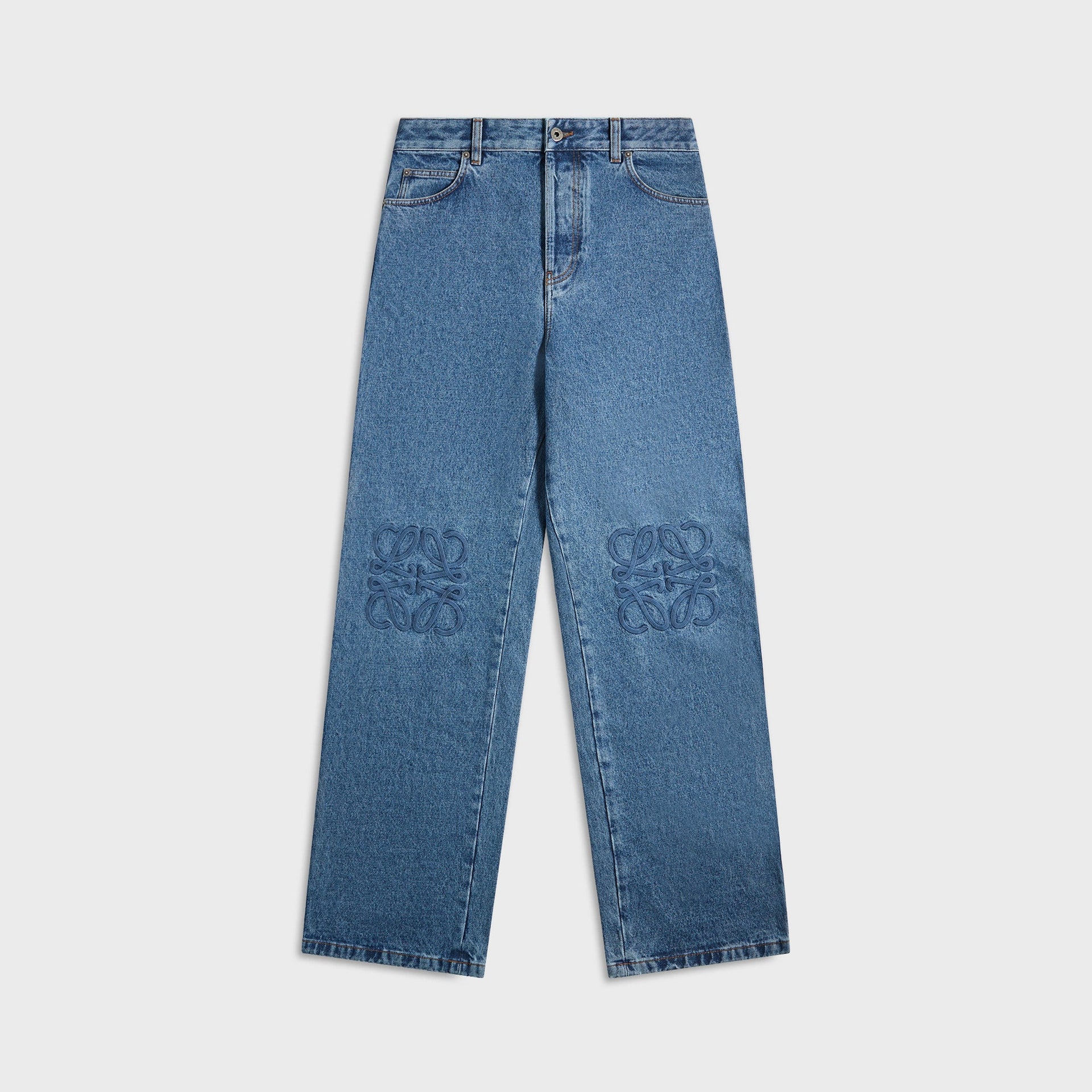 Loewe Anagram Baggy Jeans - Mid Blue Denim