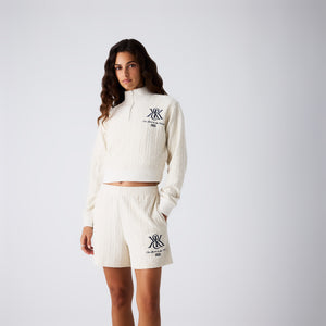 UrlfreezeShops Women Hunter II Crest Chenille Quarter Zip - Waffle