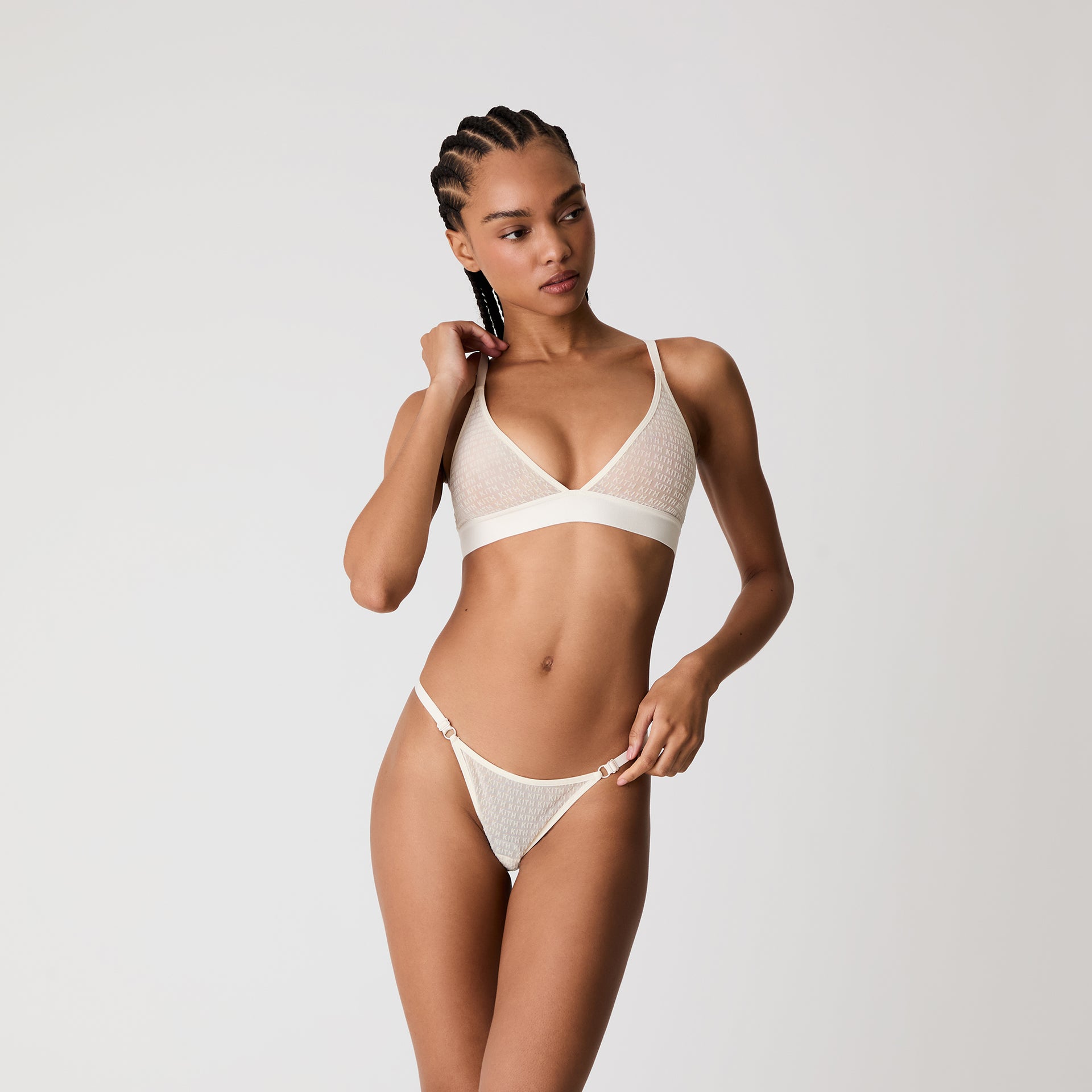 Kith Women Mesh Plunge Bralette - Muslin