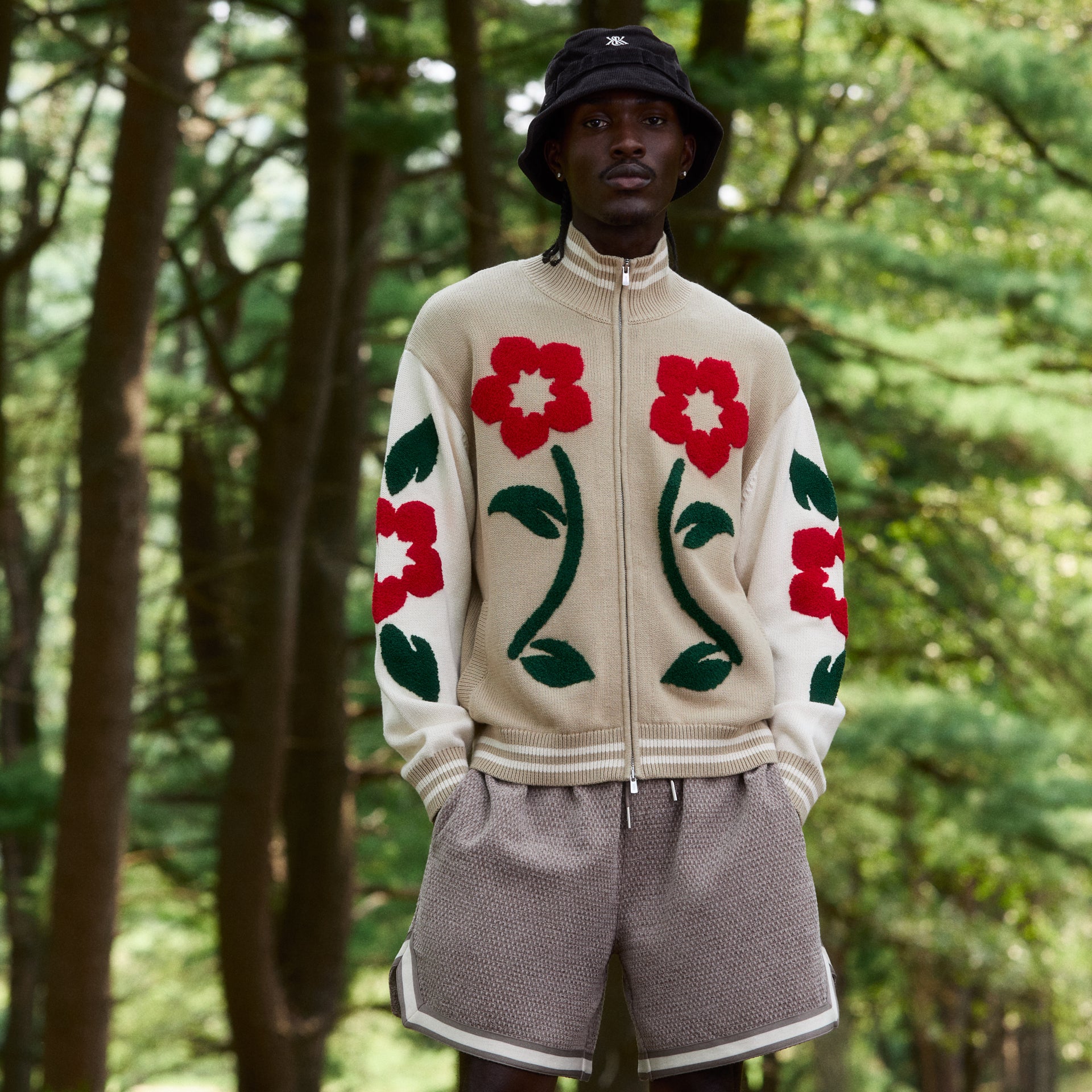 Kith Floral Crest Wyona Full Zip Sweater - Canvas