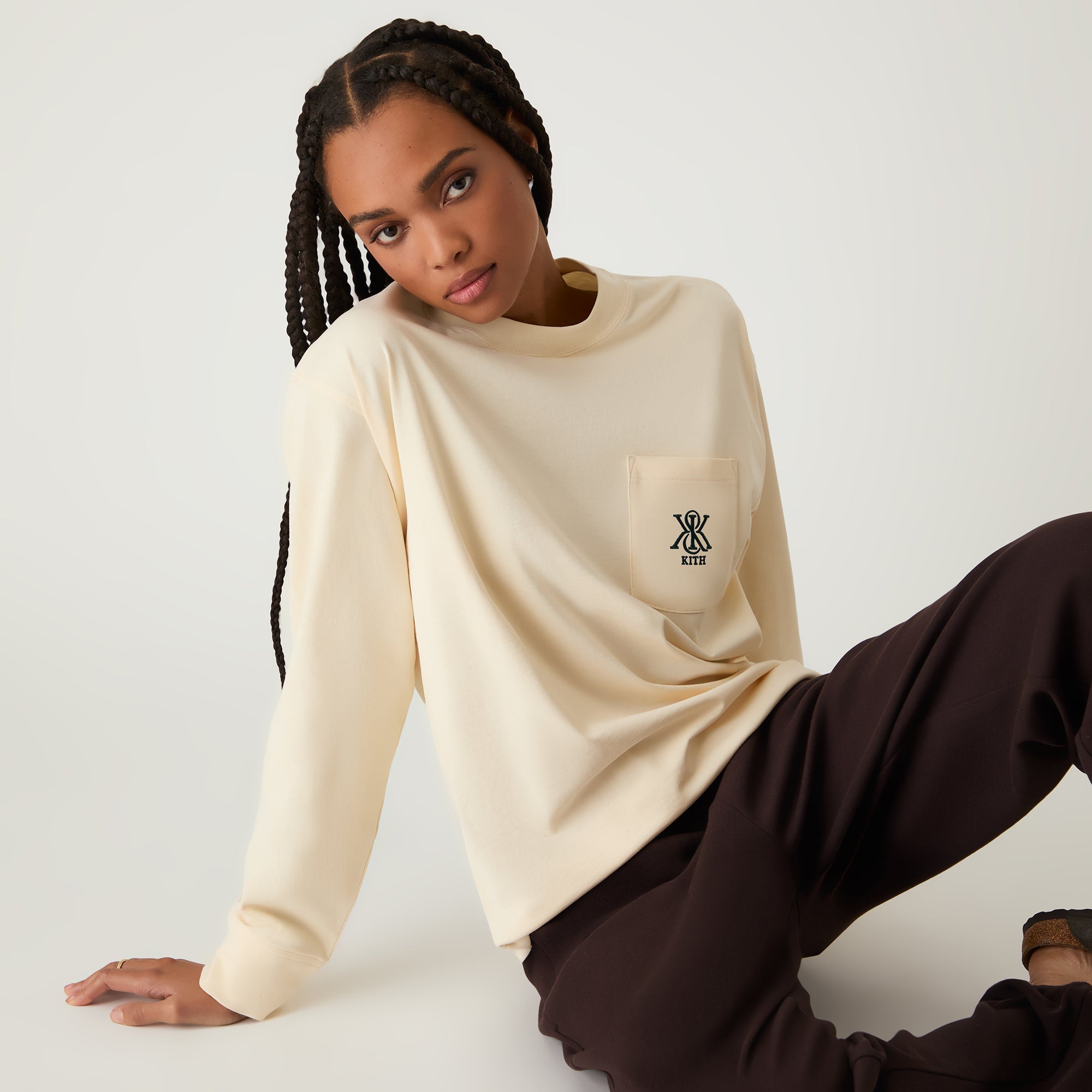全日本送料無料 Women Kith Oversized Muslin - Sleeve Long Crest Sonoma トップス
