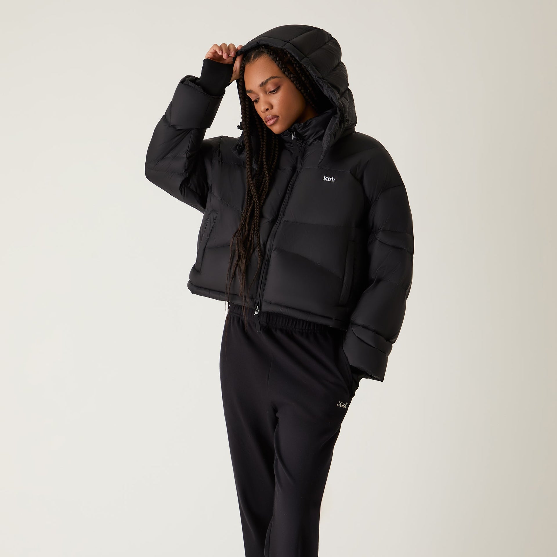 Kith Women Corey Hooded Nylon Puffer - Black PH