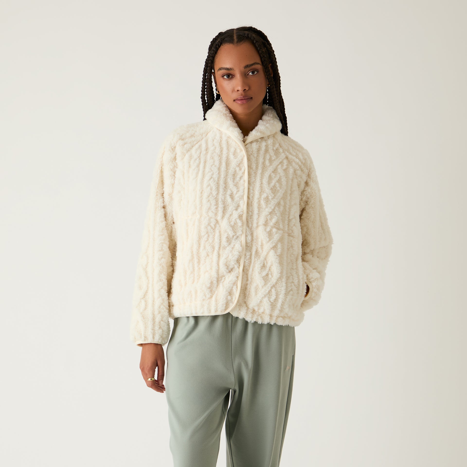 Kith Women Grayson Cable Sherpa Jacket - Sandrift